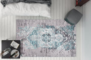 Ethnic Cotton Area Rug - Washable Non Slip Green Soft Microfiber Rug for Living Room