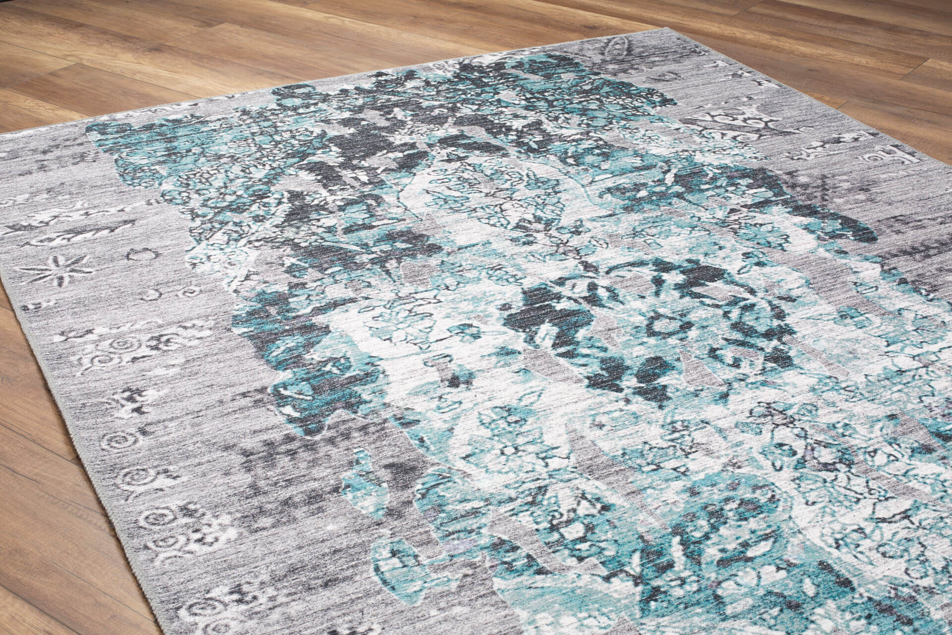Ethnic Cotton Area Rug - Washable Non Slip Green Soft Microfiber Rug for Living Room