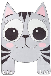 Kids Digital Print Rug - Grey Cotton Washable Non Slip Carpet for Children