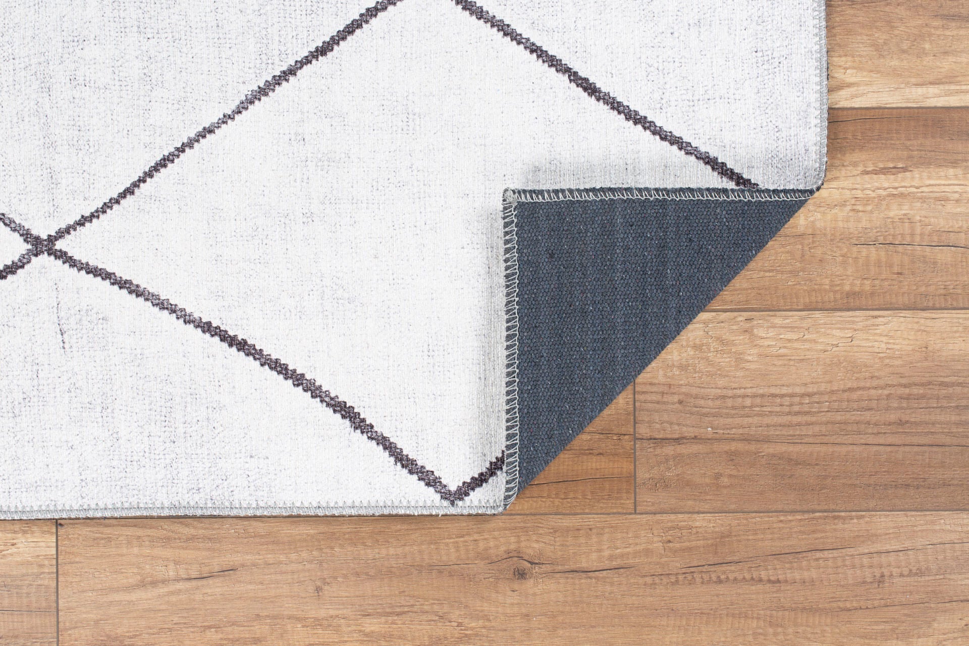 White Geometric Area Rug - Washable Non Slip Cotton Area Rug with Soft Microfiber