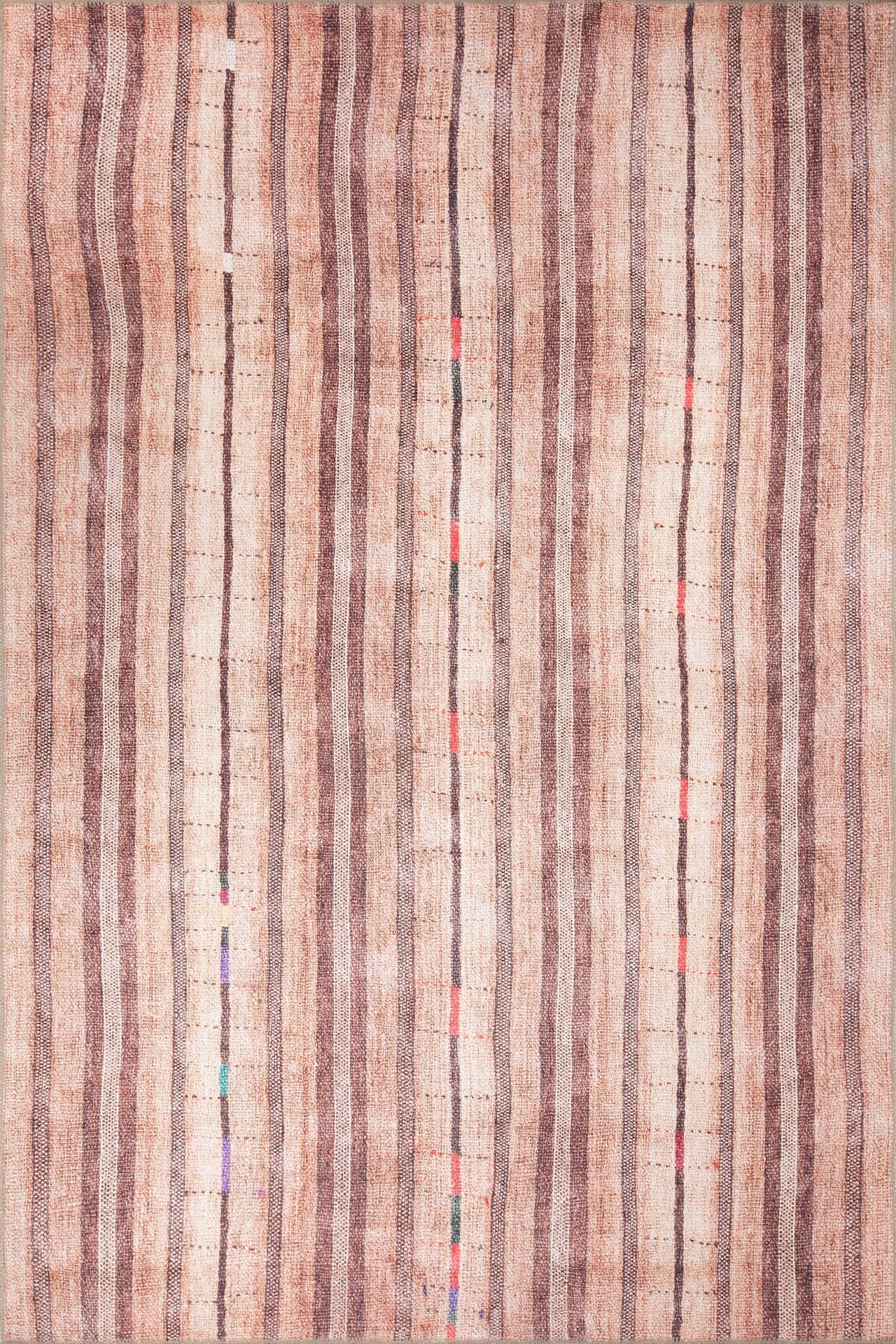 Digital Print Area Rug – Washable Non Slip Orange Striped Cotton Carpet