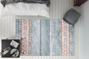 Digital Print Area Rug – Ethnic Cotton Green Soft Microfiber Rug with Non Slip Backing