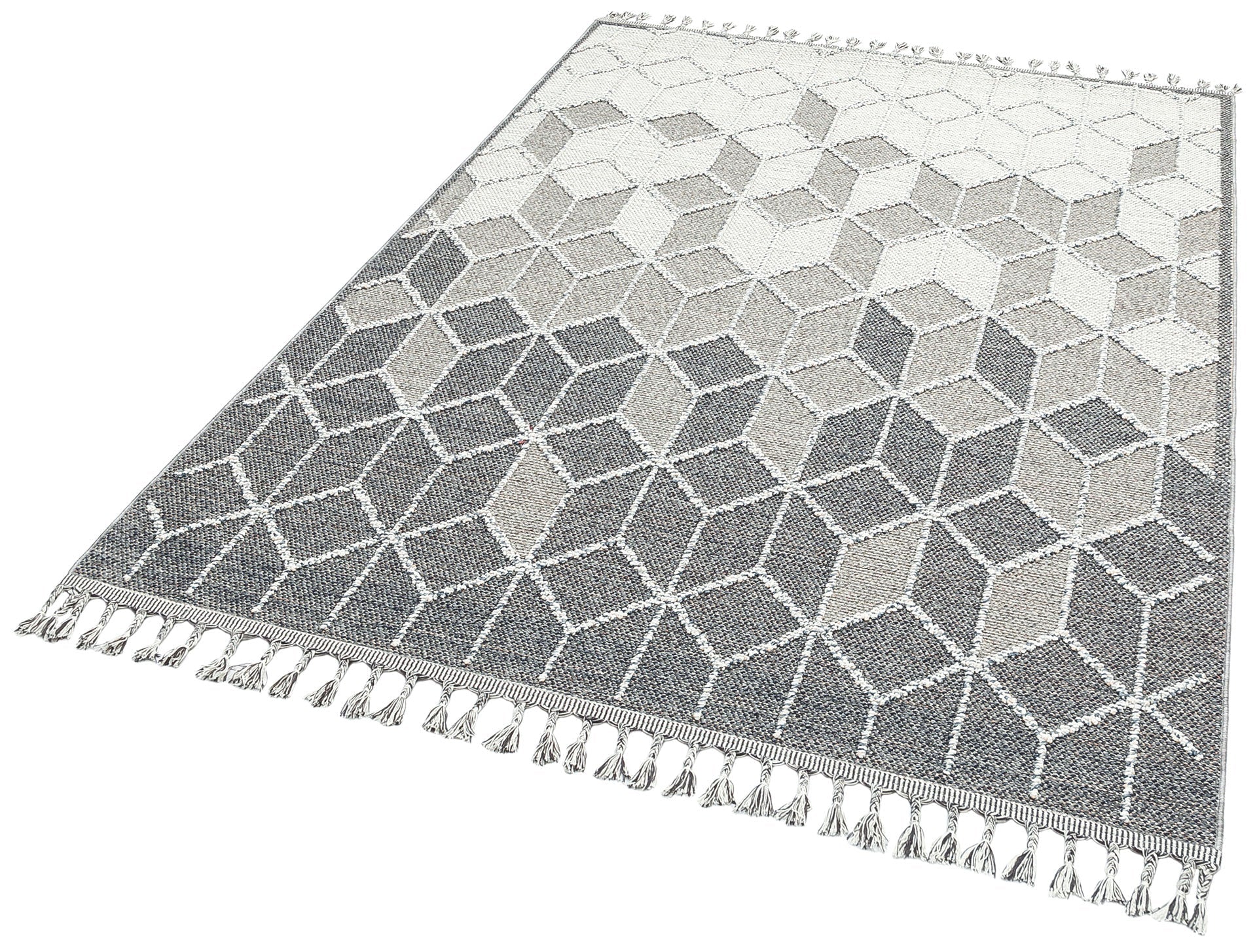 Grey Geometric Jute Rug – Machine Made Area Rug | Dust Free, Soft Texture
