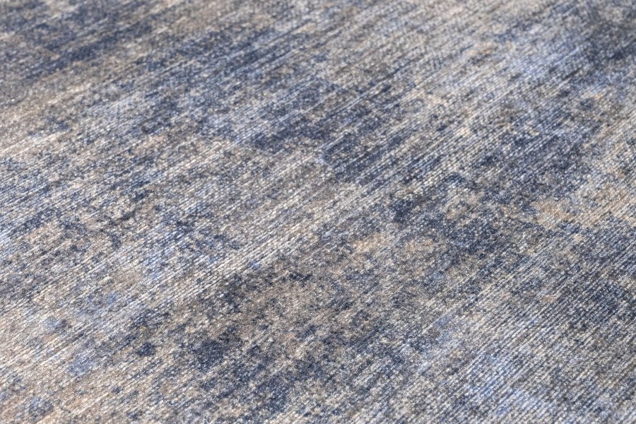 Blue Digital Print Rug - Washable Cotton Chenille Carpet for Living Room Decor
