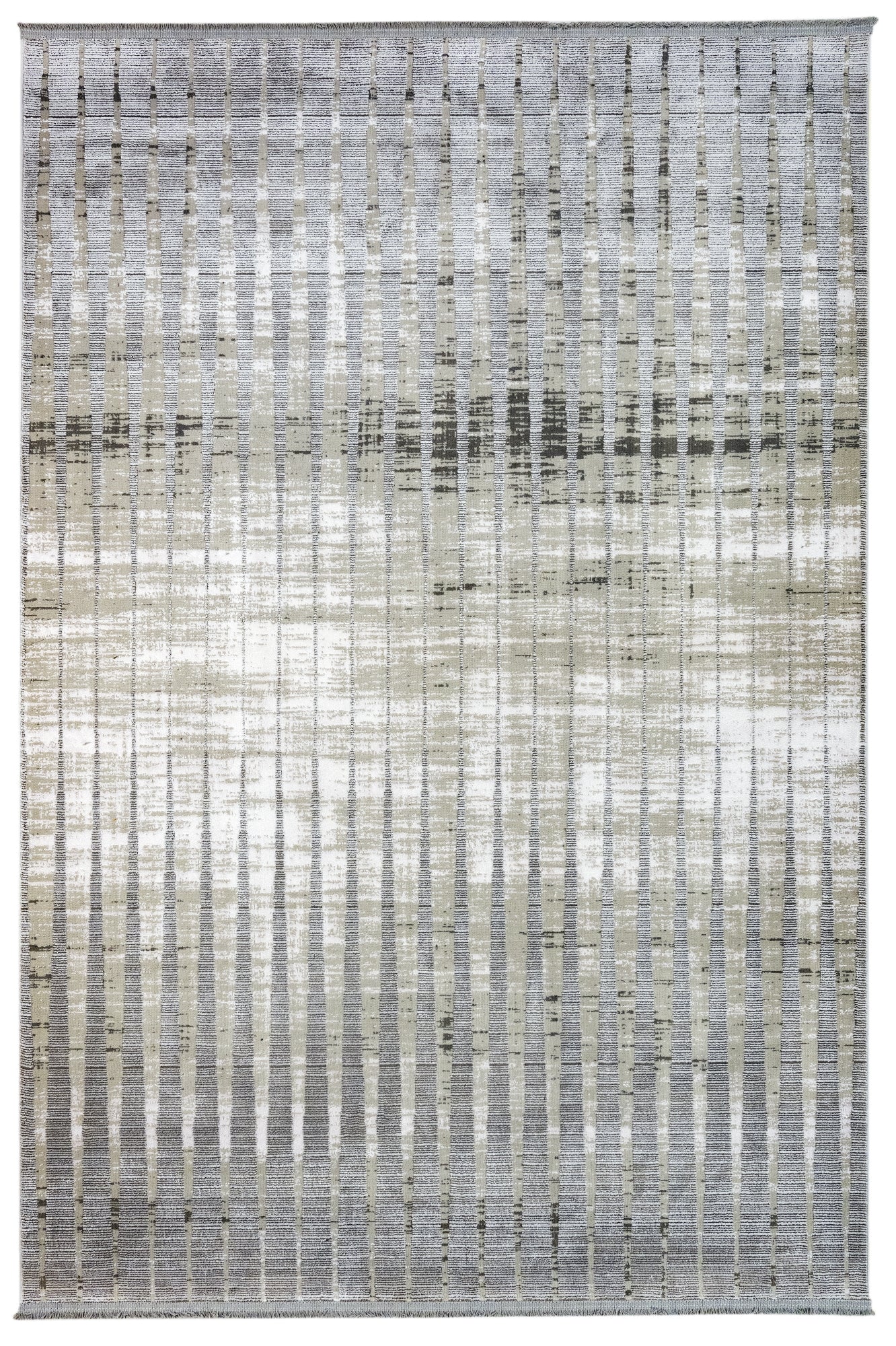 Cream Geometric Rug – Machine Made Viscose Area Rug With Fringed Edge