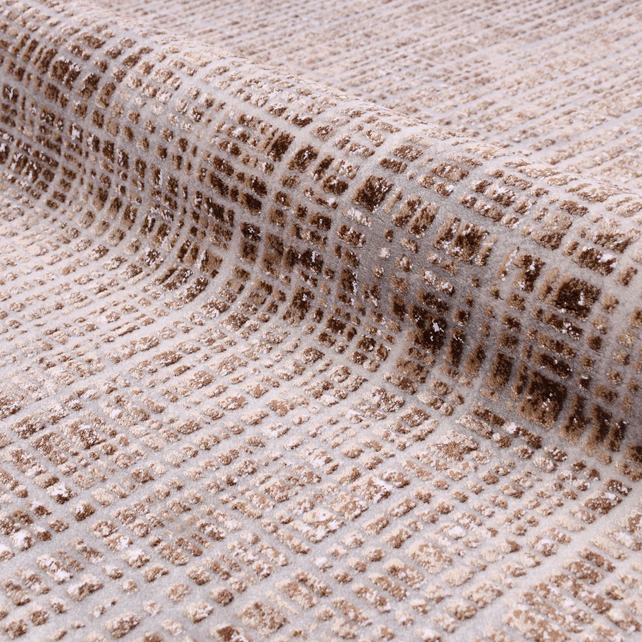 Brown Striped Area Rug - Machine Made Rug with Acrylic Yarn, Non Slip Design