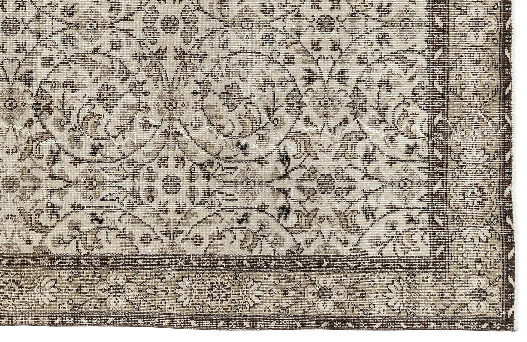 Atina 10061 Beige Vintage Wool Handmade Area Rug 5'4" x 9'1"