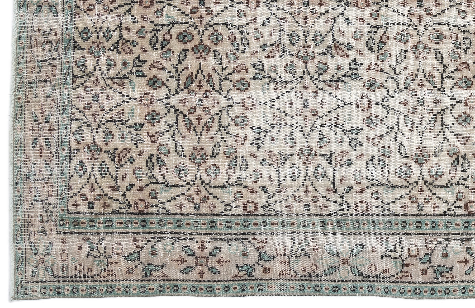 Atina 10142 Beige Vintage Wool Handmade Area Rug 5'11" x 9'2"
