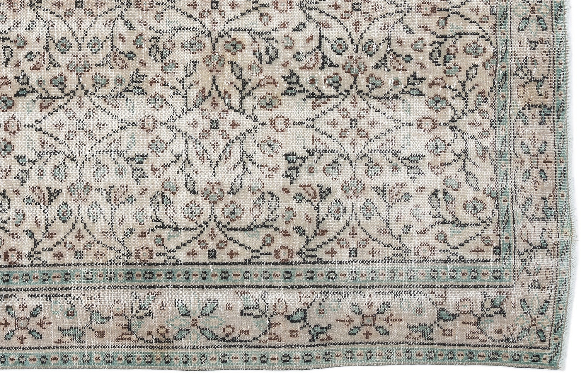 Atina 10142 Beige Vintage Wool Handmade Area Rug 5'11" x 9'2"