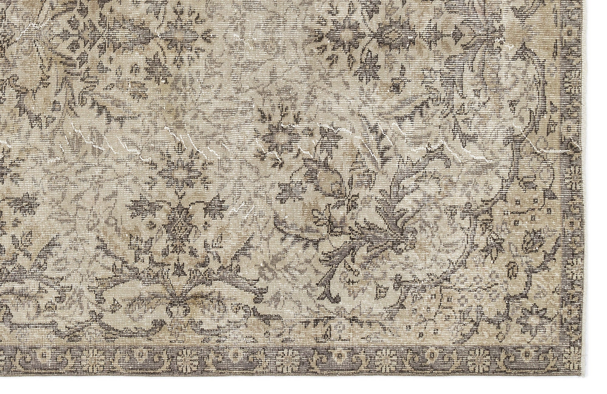 Atina 10165 Beige Vintage Wool Handmade Area Rug 5'8" x 9'3"