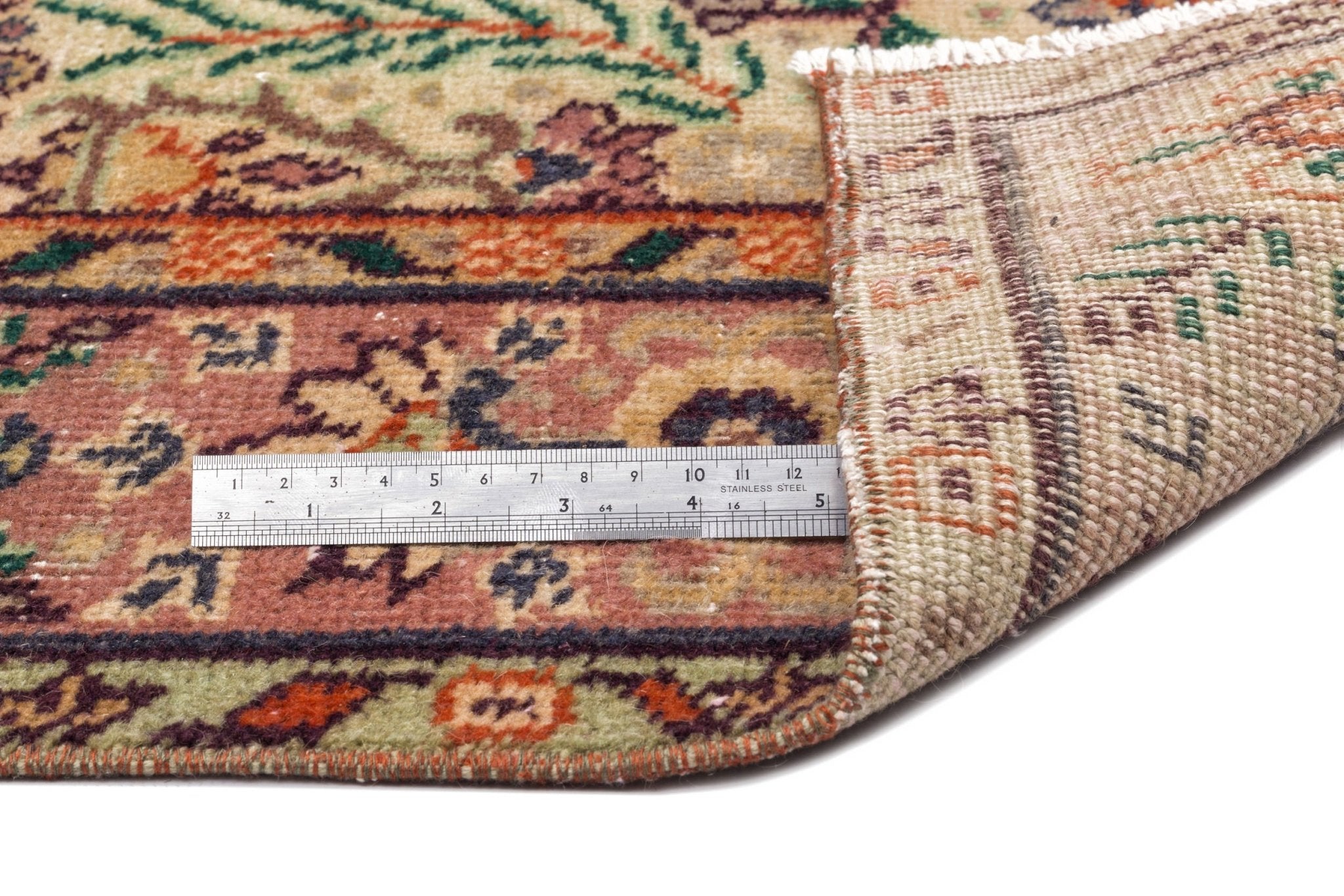 Atina 10232 Beige Vintage Wool Handmade Area Rug 5'7" x 9'4"