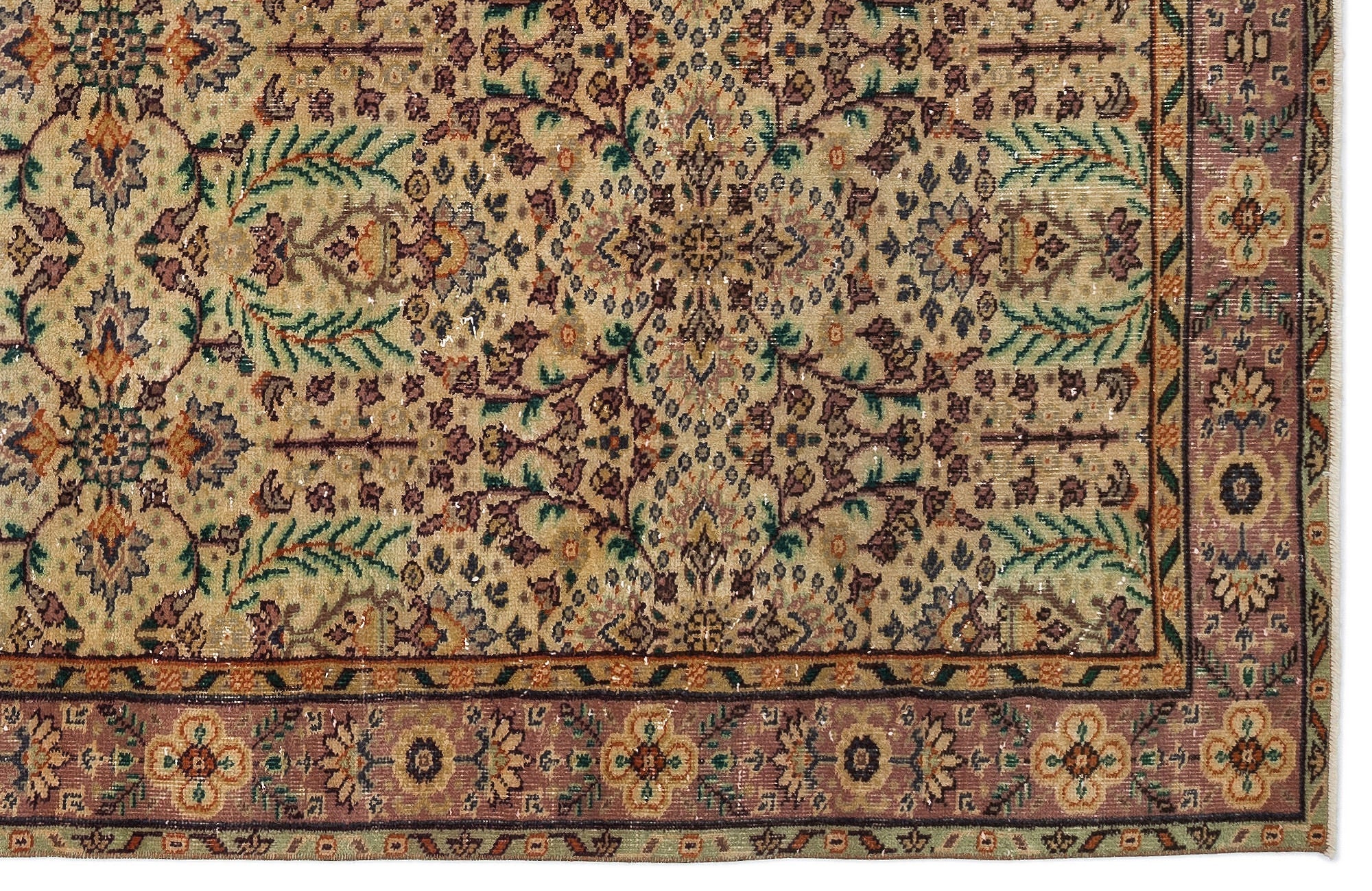 Atina 10232 Beige Vintage Wool Handmade Area Rug 5'7" x 9'4"