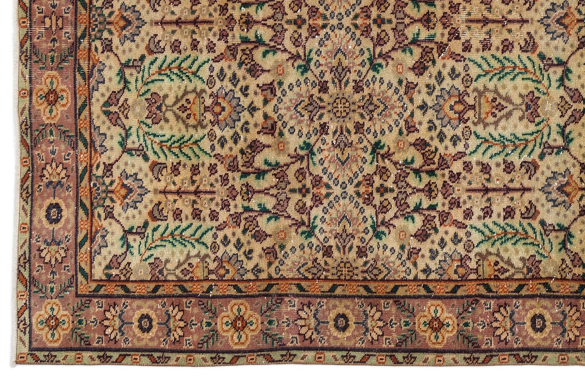Atina 10232 Beige Vintage Wool Handmade Area Rug 5'7" x 9'4"
