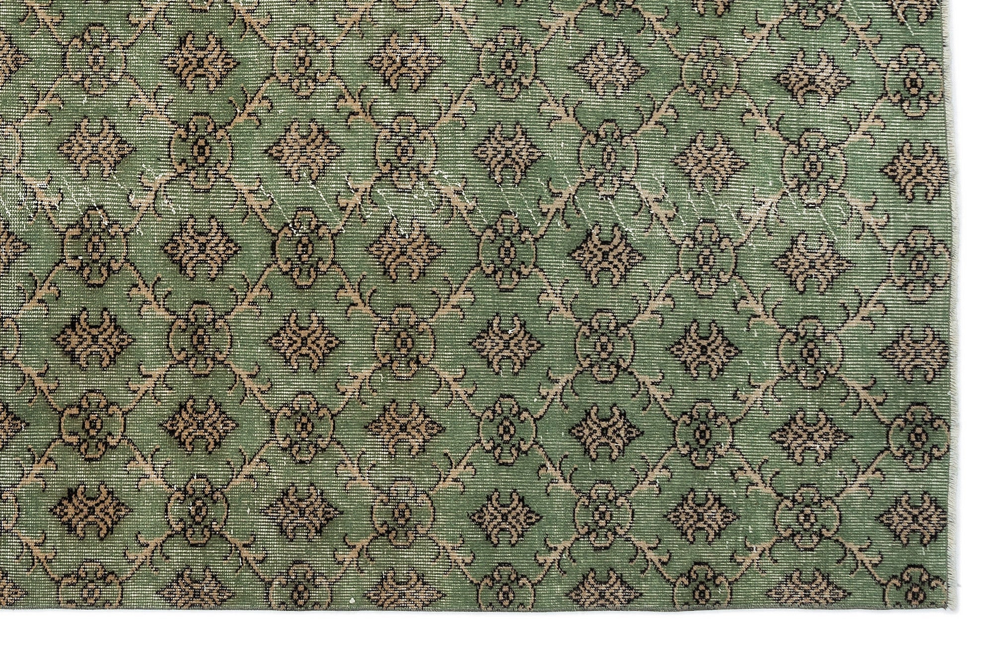 Atina 10248 Green Vintage Wool Handmade Area Rug 6'1" x 9'2"