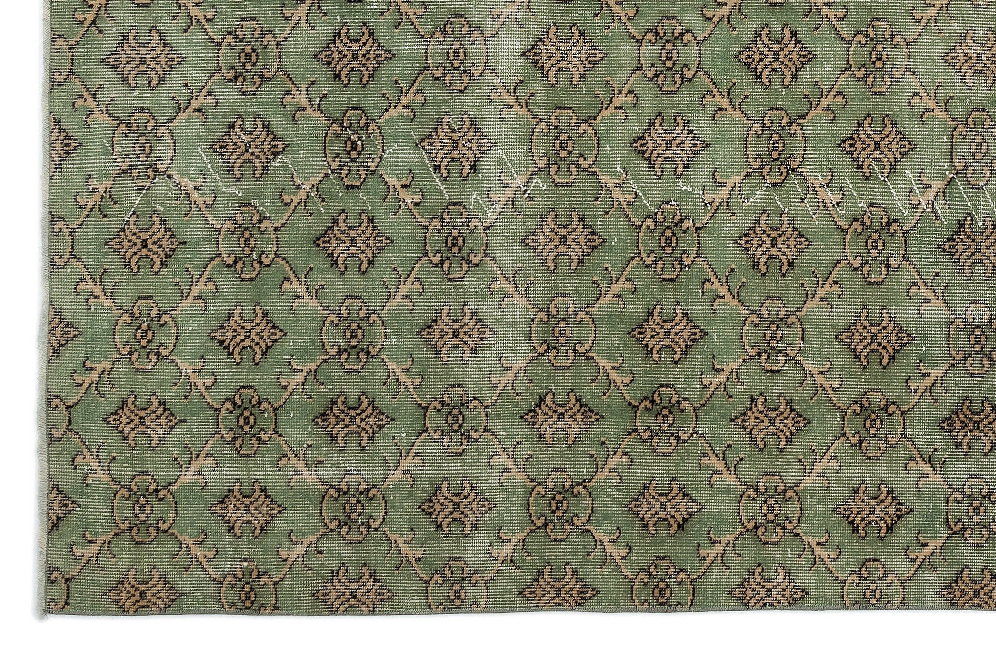 Atina 10248 Green Vintage Wool Handmade Area Rug 6'1" x 9'2"
