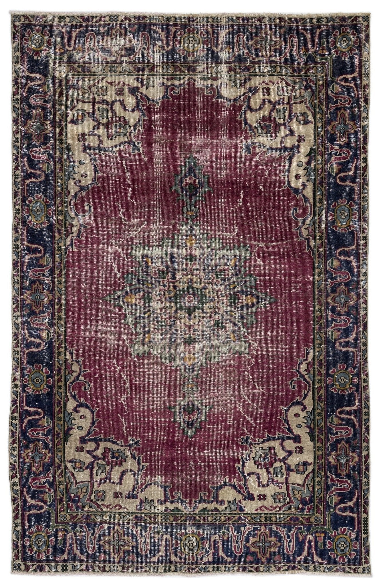 Atina 10251 Red Vintage Wool Handmade Area Rug 5'8" x 8'11"