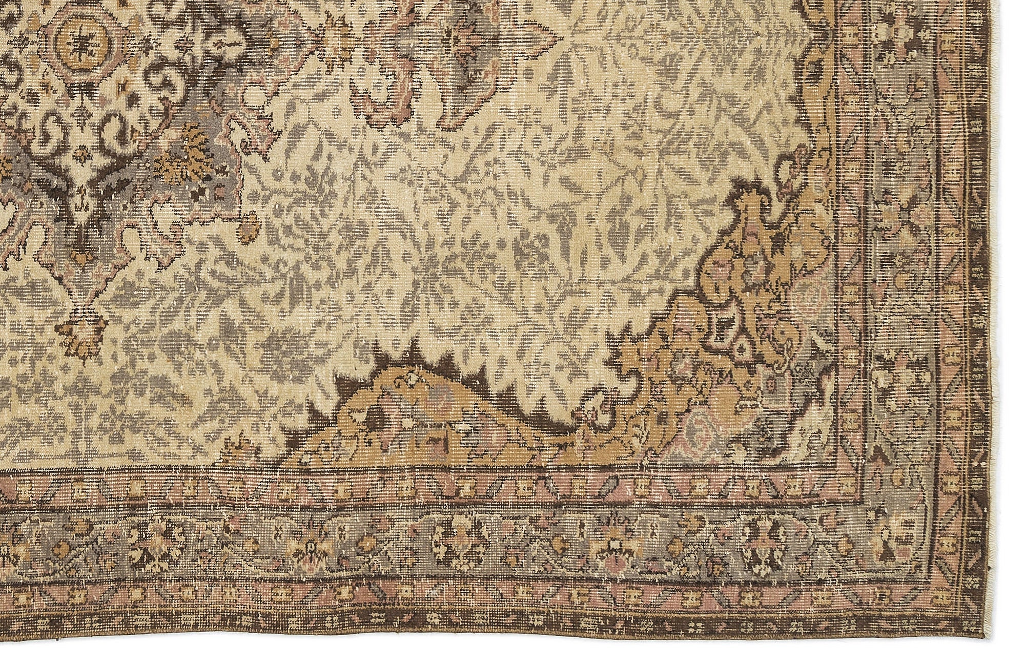 Atina 10258 Beige Vintage Wool Handmade Area Rug 5'5" x 8'10"