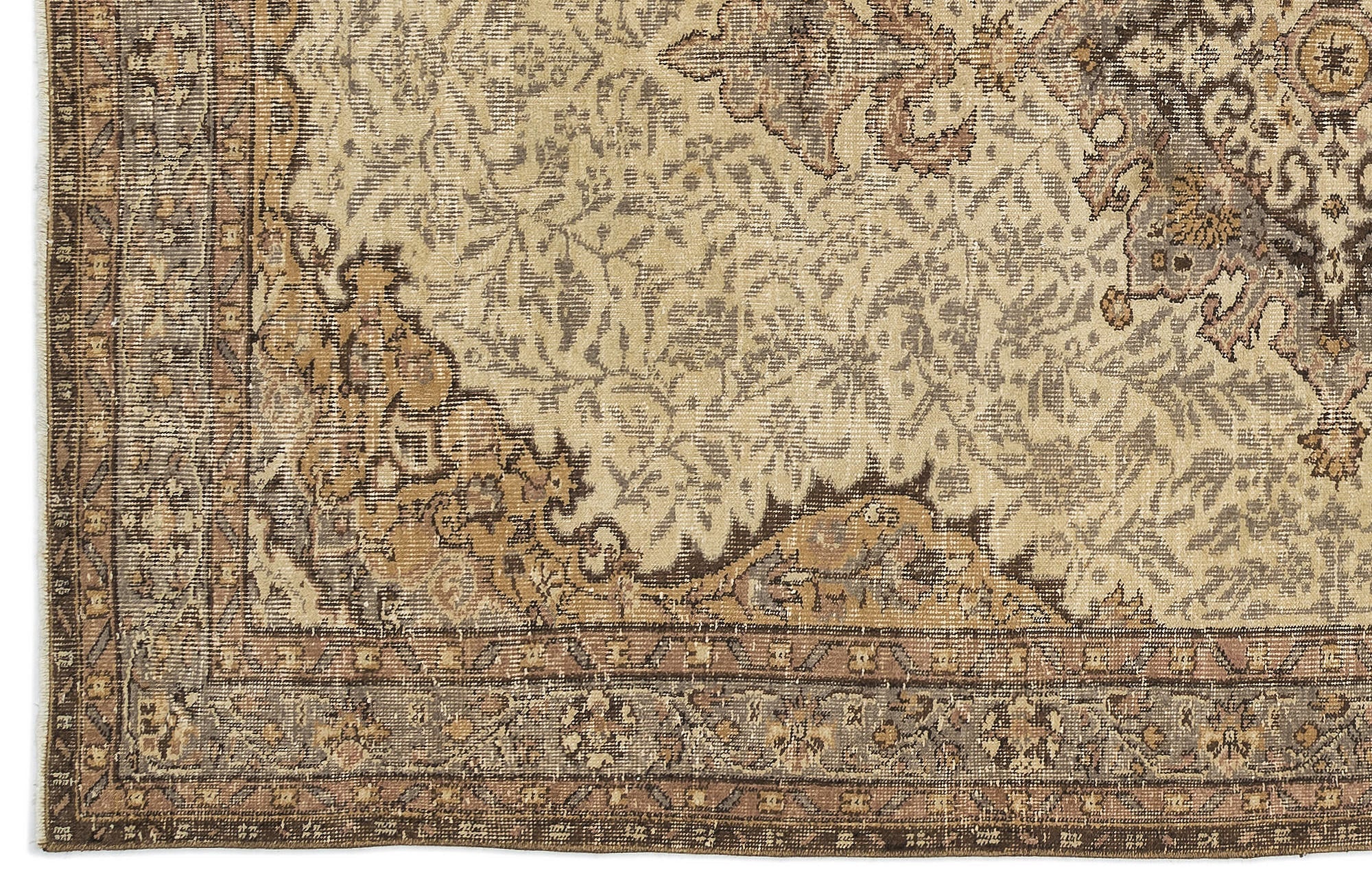 Atina 10258 Beige Vintage Wool Handmade Area Rug 5'5" x 8'10"
