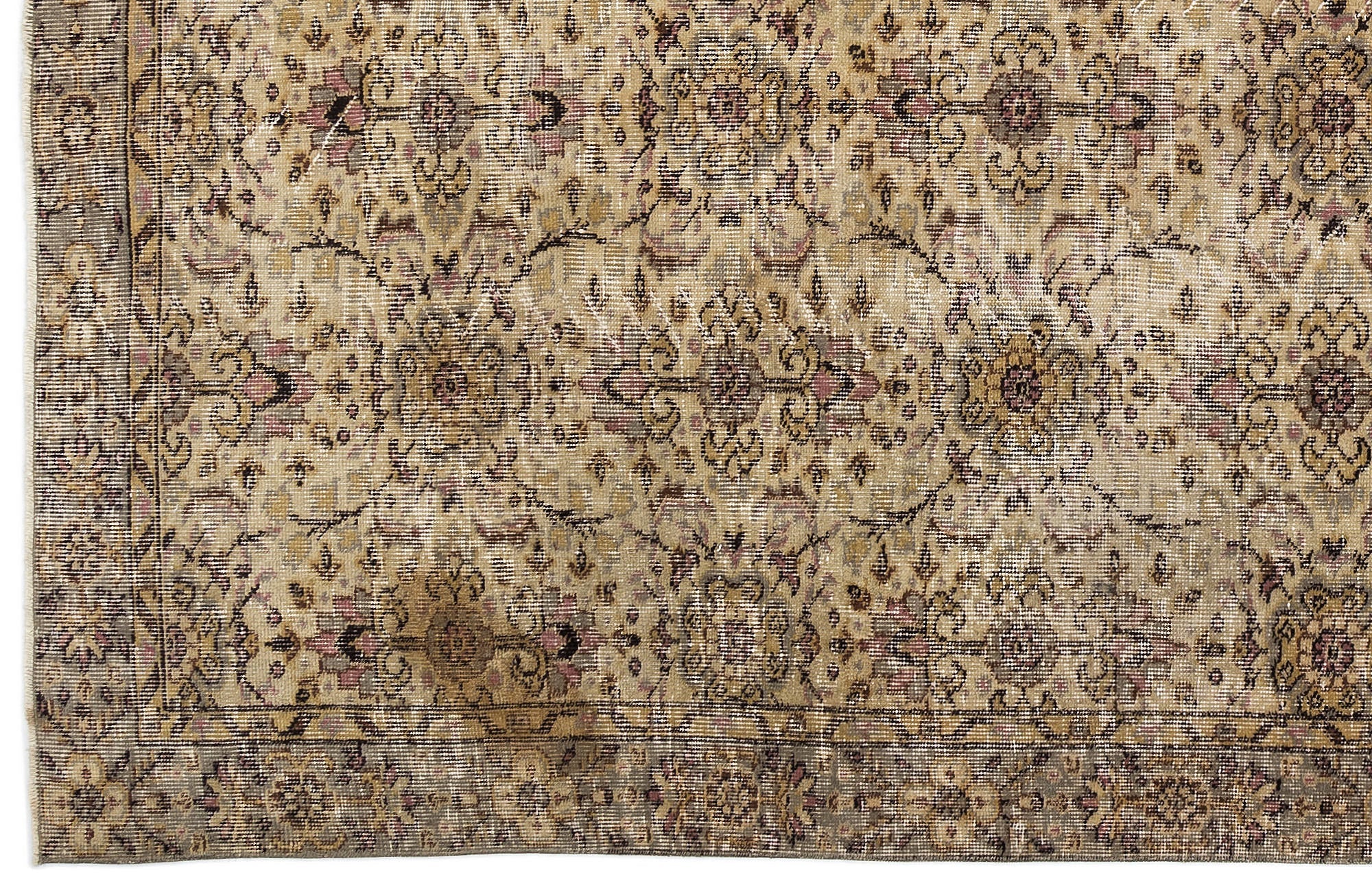 Atina 10383 Beige Vintage Wool Handmade Area Rug 5'5" x 8'11"