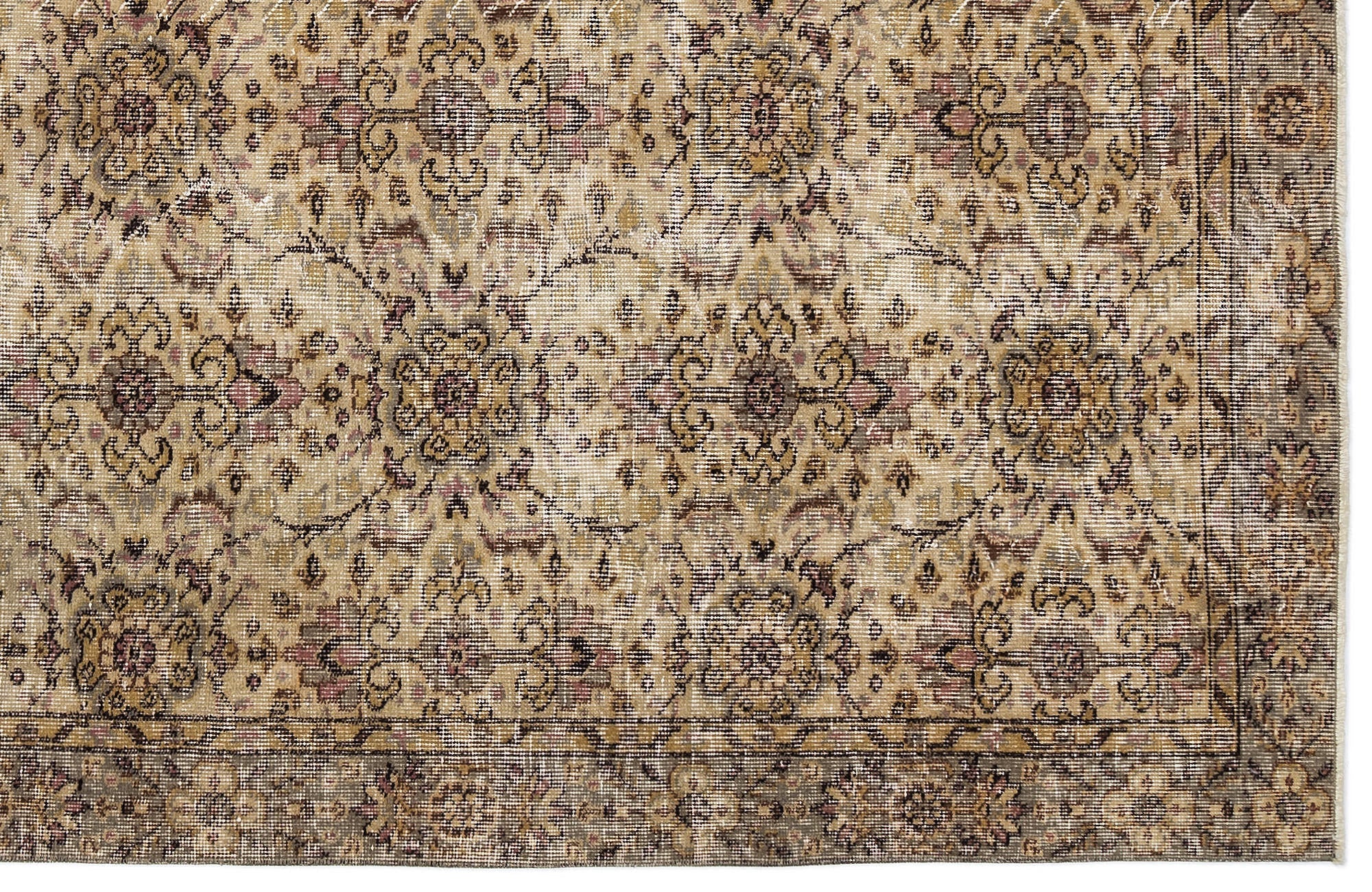 Atina 10383 Beige Vintage Wool Handmade Area Rug 5'5" x 8'11"