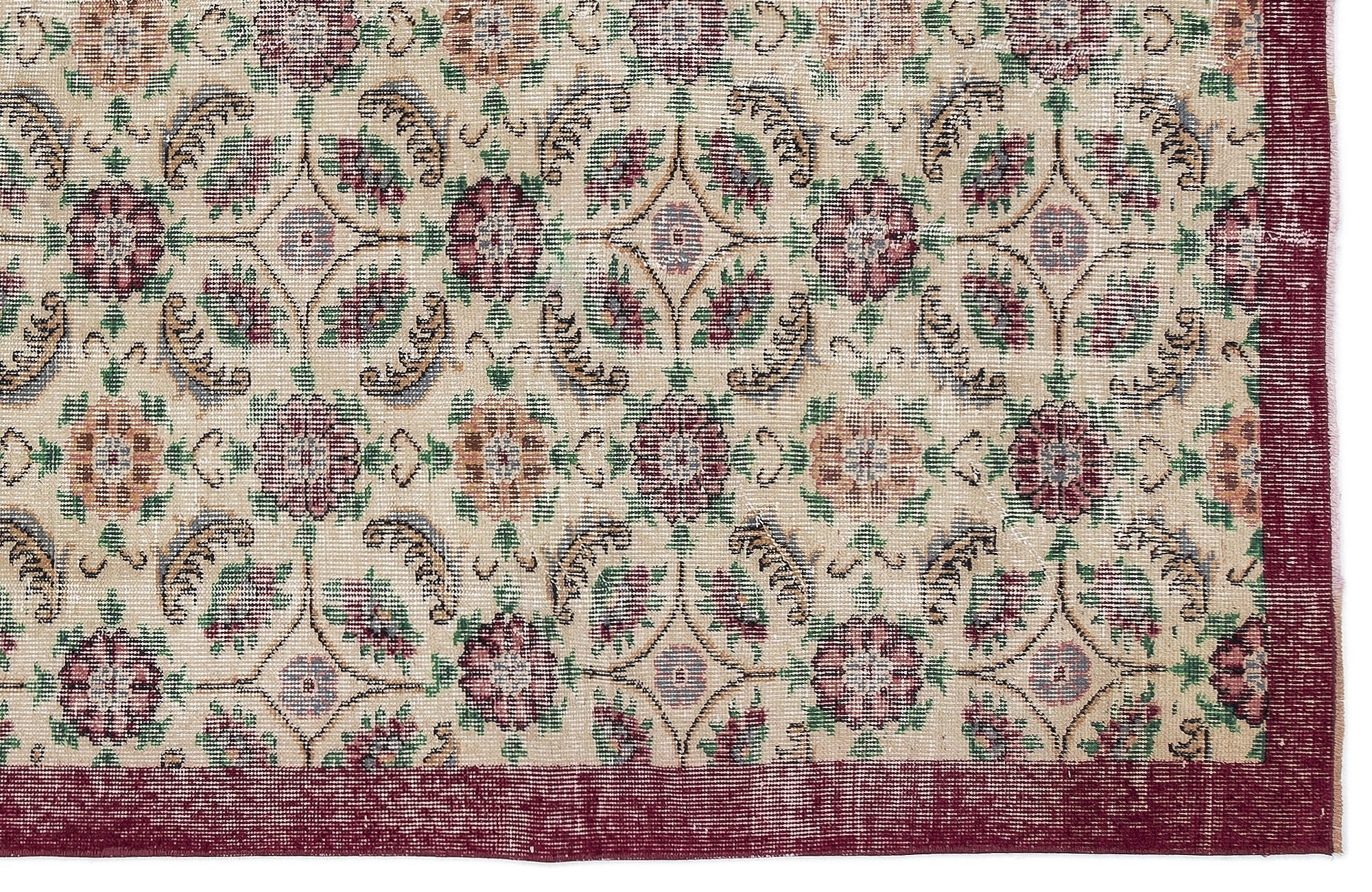 Atina 10451 Beige Vintage Wool Handmade Area Rug 5'8" x 8'11"