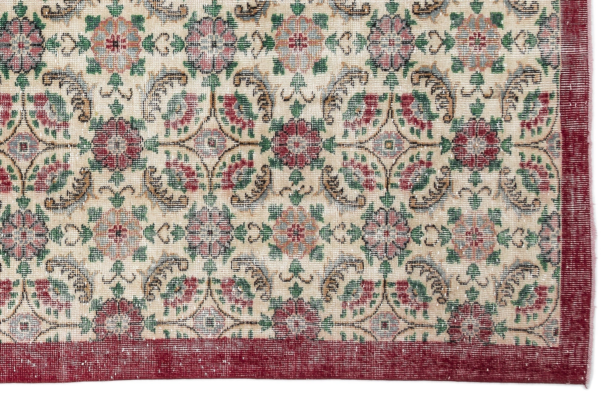 Atina 10598 Beige Vintage Wool Handmade Area Rug 6'5" x 10'5"