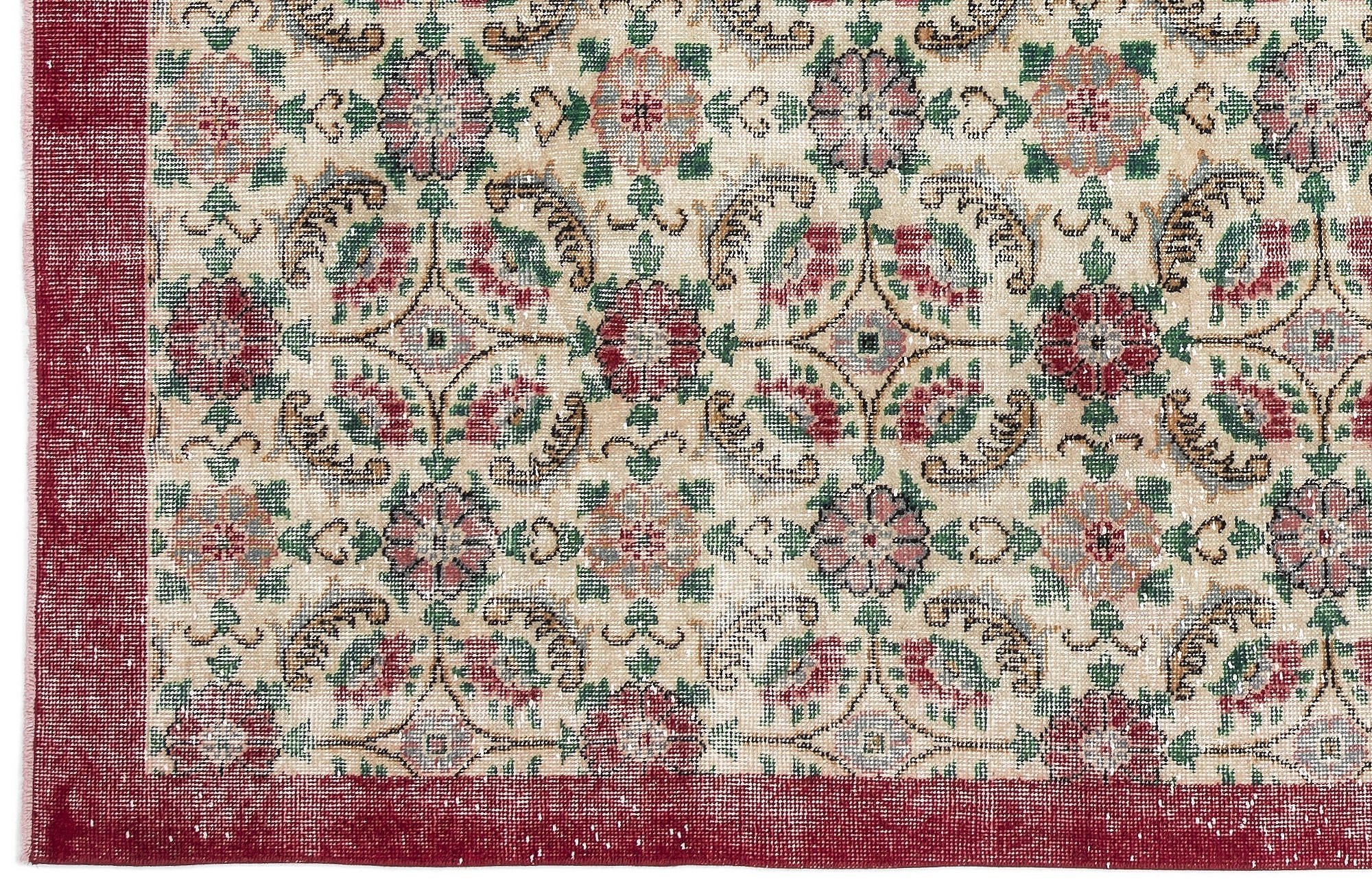 Atina 10598 Beige Vintage Wool Handmade Area Rug 6'5" x 10'5"