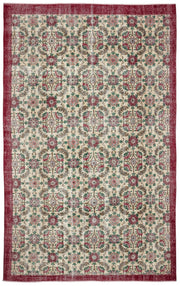 Atina 10598 Beige Vintage Wool Handmade Area Rug 6'5" x 10'5"