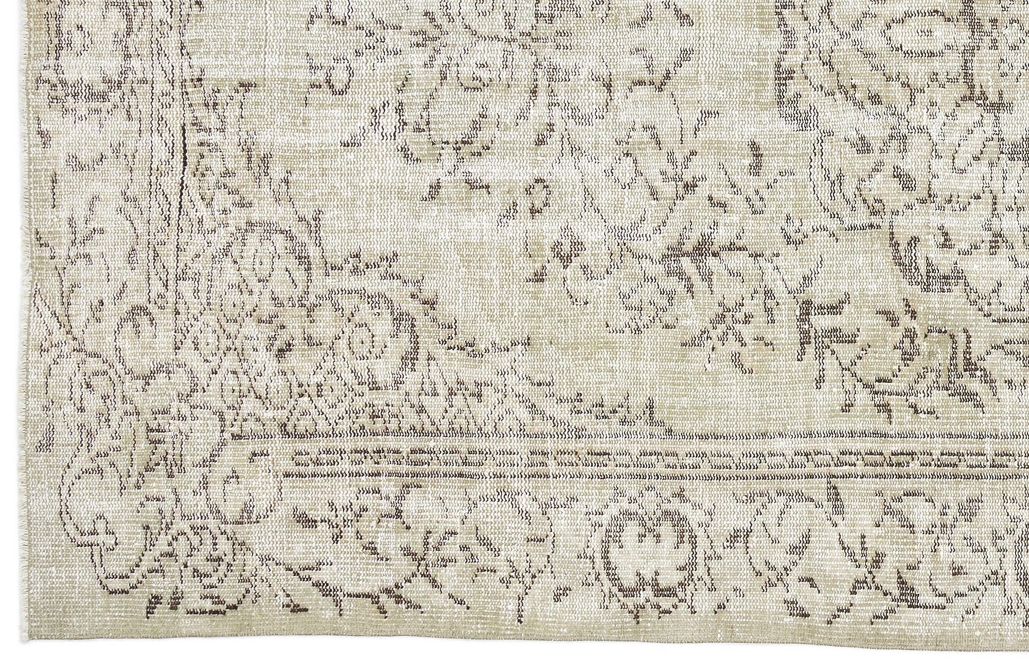 Atina 10616 Beige Vintage Wool Handmade Area Rug 5'6" x 9'4"