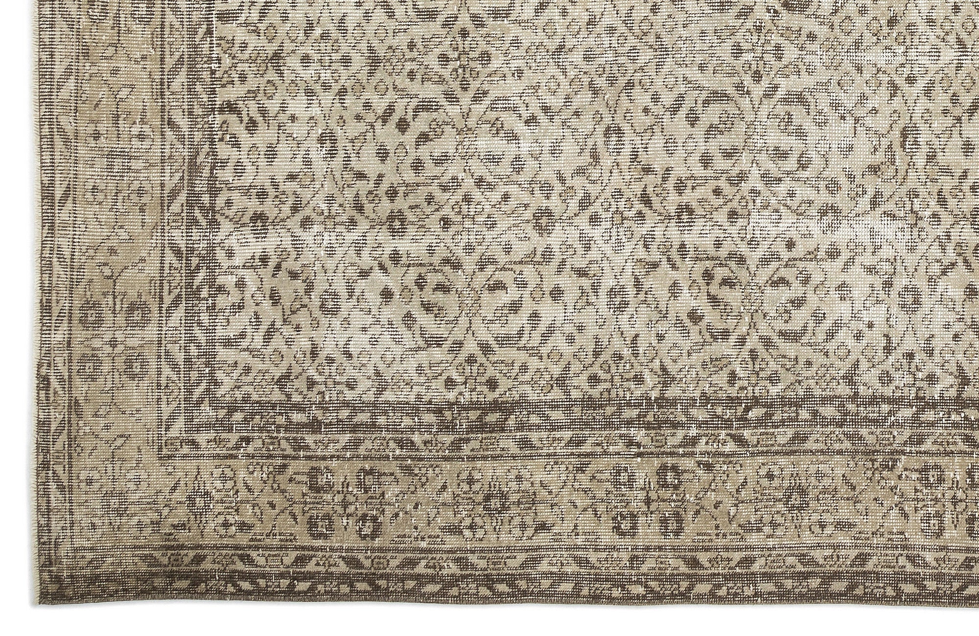 Atina 10623 Beige Vintage Wool Handmade Area Rug 6'9" x 10'5"