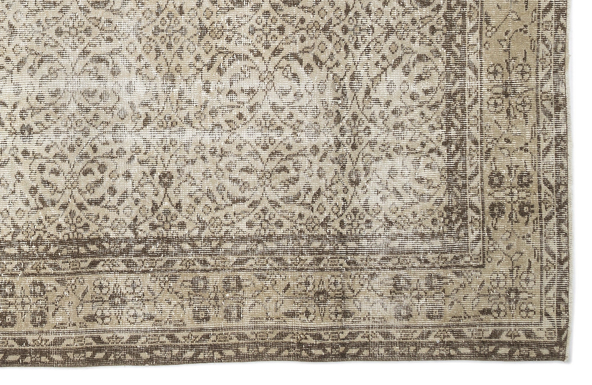 Atina 10623 Beige Vintage Wool Handmade Area Rug 6'9" x 10'5"