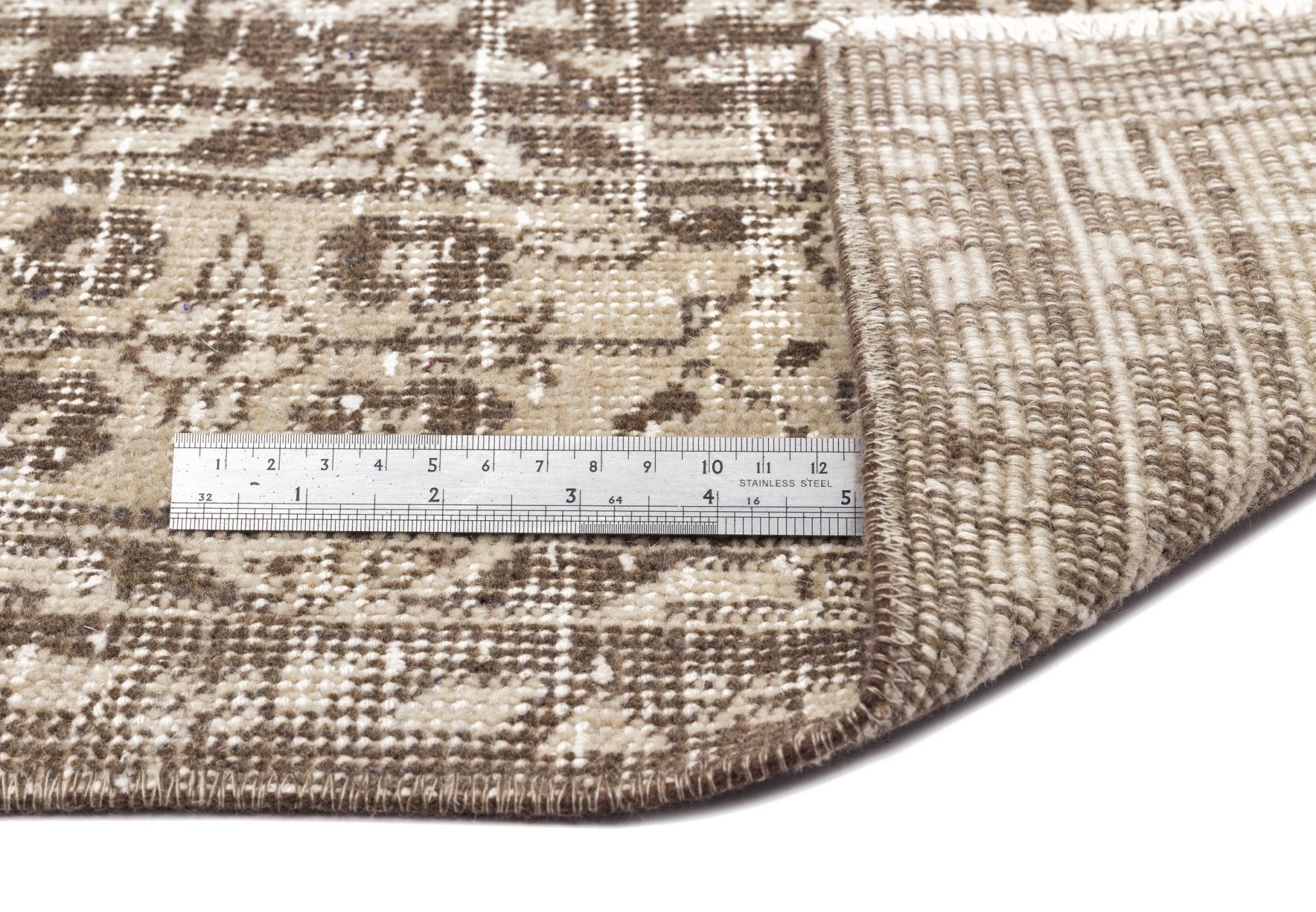 Atina 10623 Beige Vintage Wool Handmade Area Rug 6'9" x 10'5"