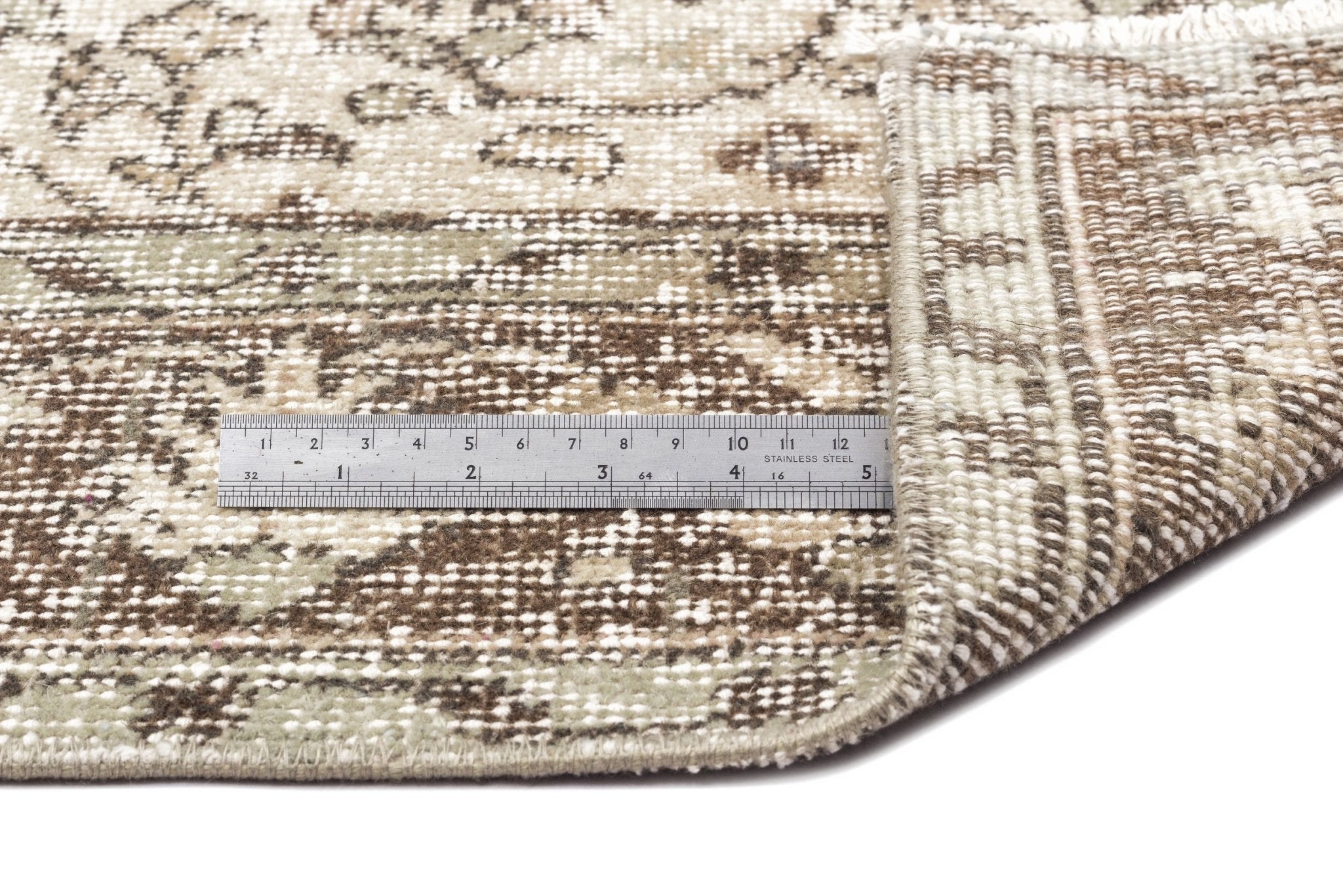Atina 10801 Beige Vintage Wool Handmade Area Rug 5'2" x 8'8"