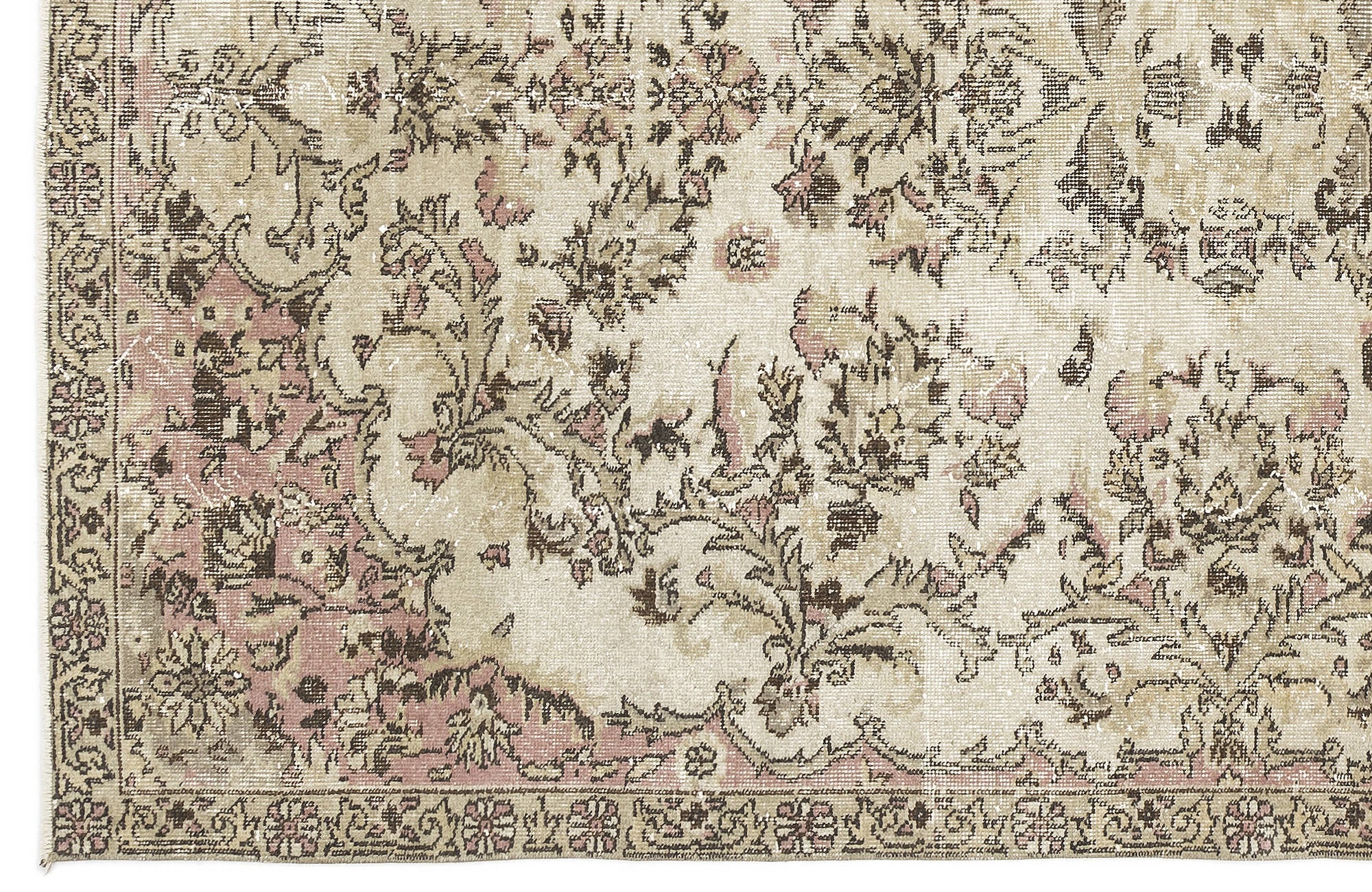 Atina 10810 Beige Vintage Wool Handmade Area Rug 5'8" x 9'1"
