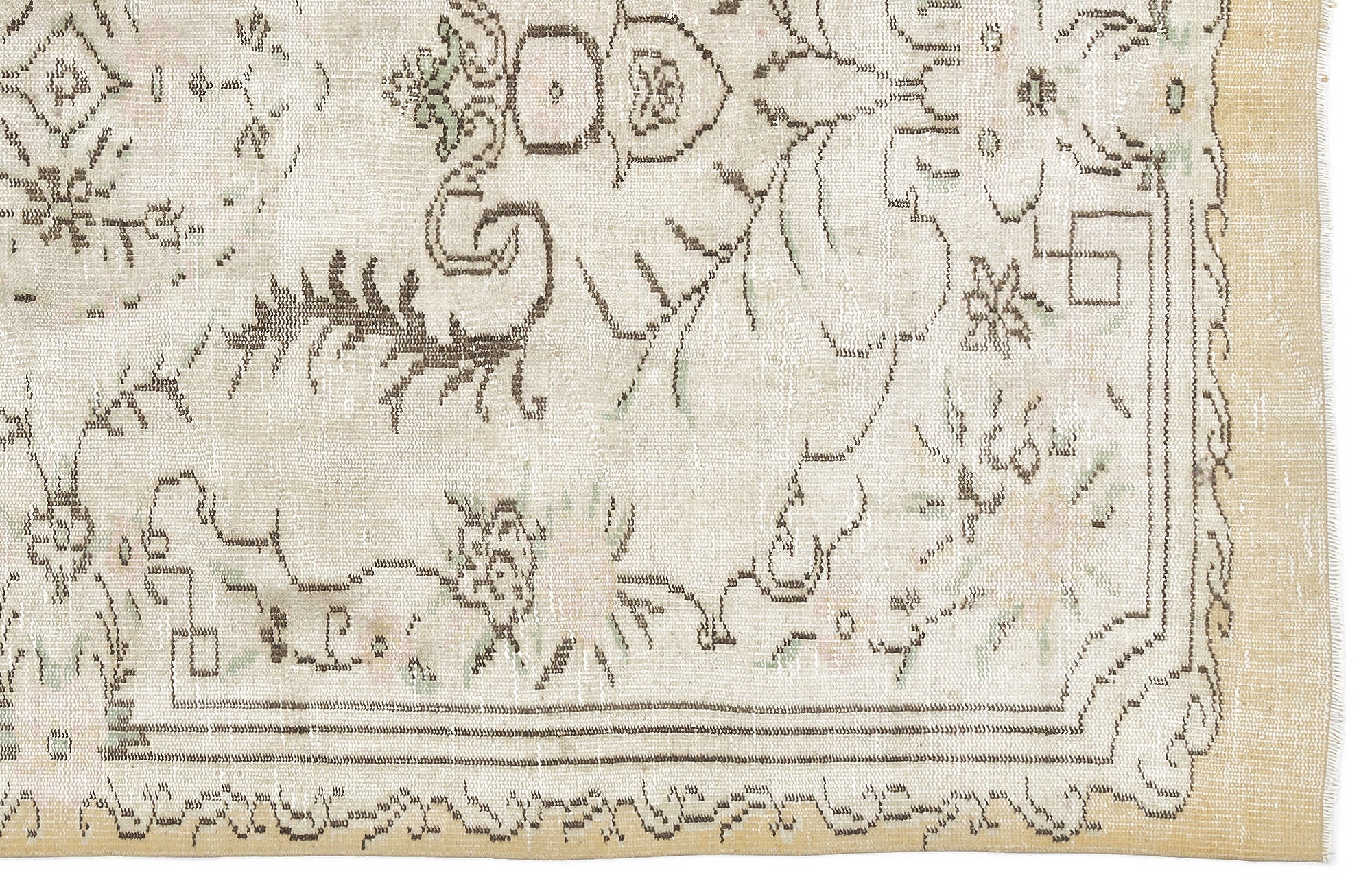 Atina 10821 Beige Vintage Wool Handmade Area Rug 5'2" x 8'9"