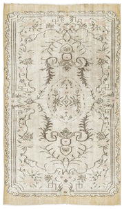 Atina 10821 Beige Vintage Wool Handmade Area Rug 5'2" x 8'9"