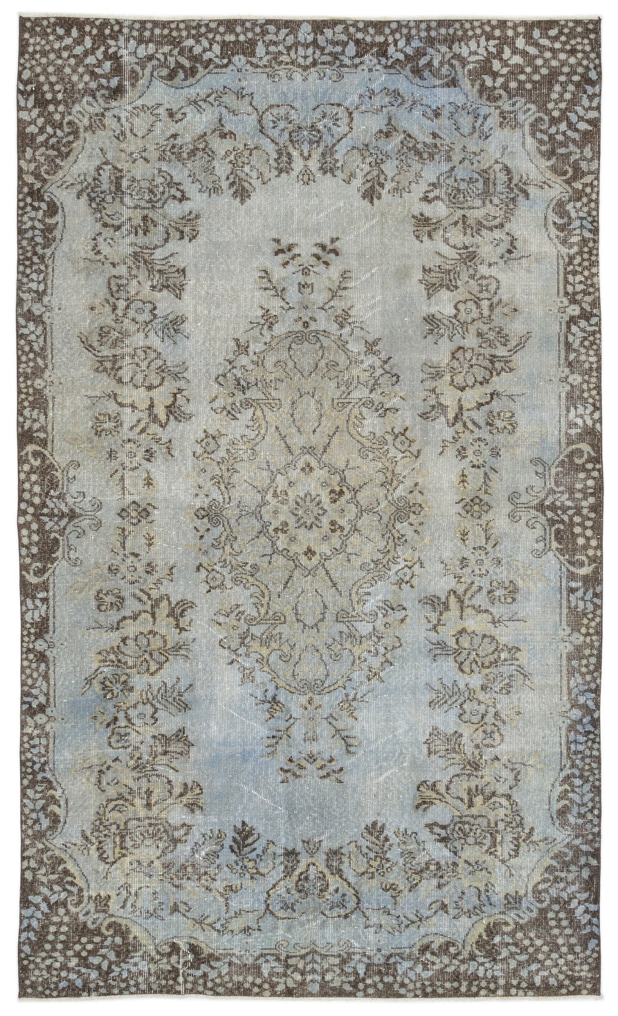 Atina 10837 Blue Vintage Wool Handmade Area Rug 5'7" x 9'7"