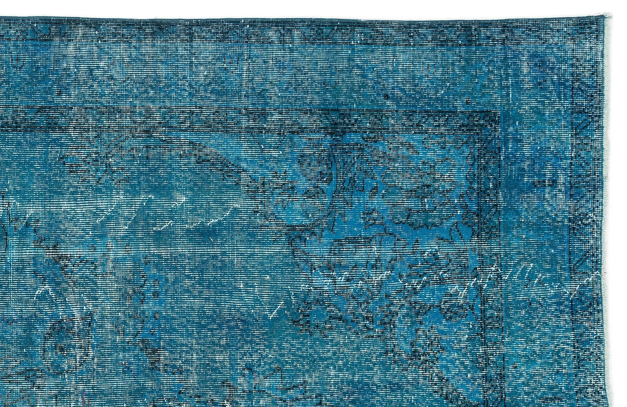 Atina 12164 Turquoise Vintage Wool Handmade Area Rug 6'2" x 9'4"