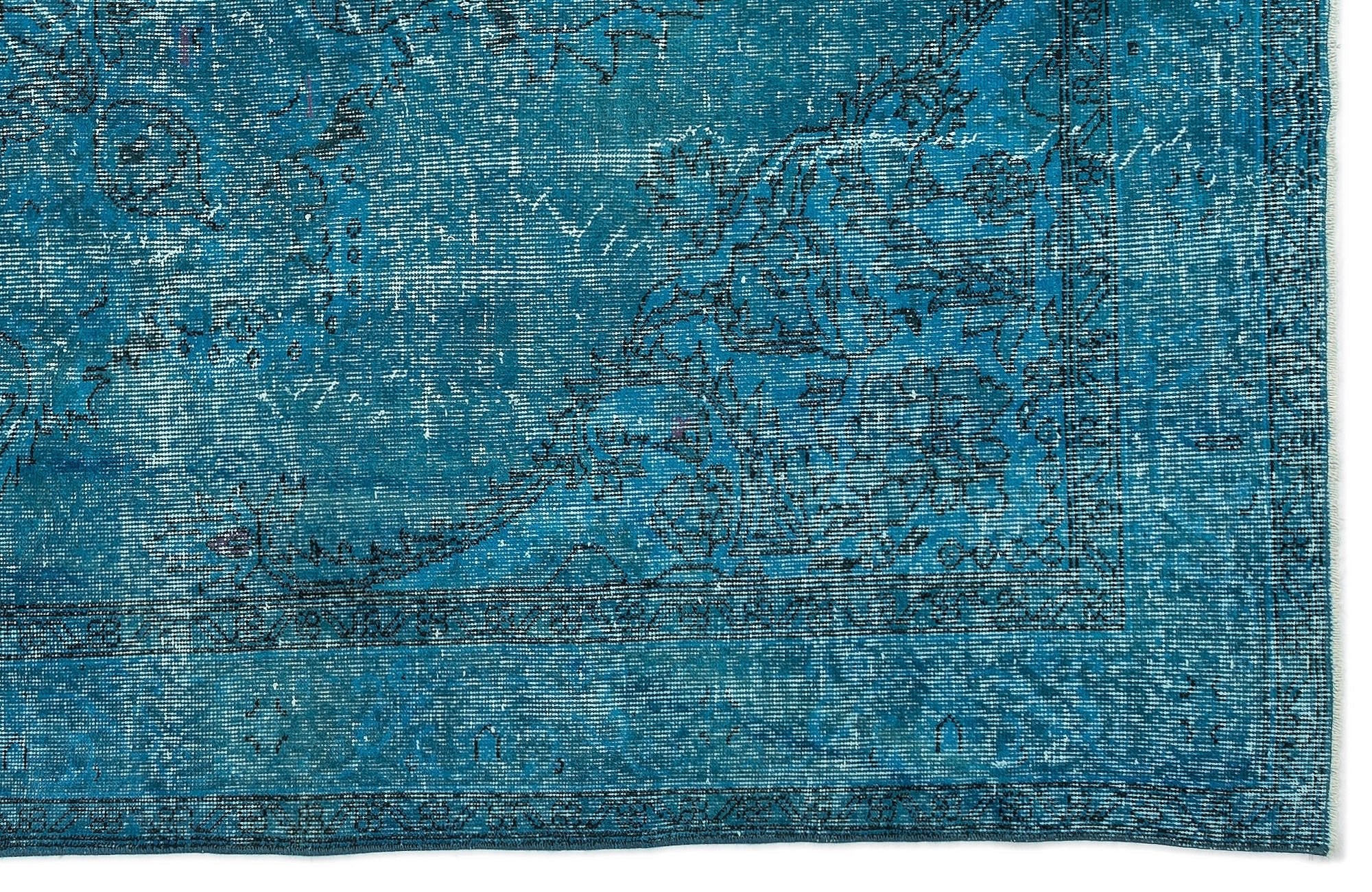 Atina 12164 Turquoise Vintage Wool Handmade Area Rug 6'2" x 9'4"
