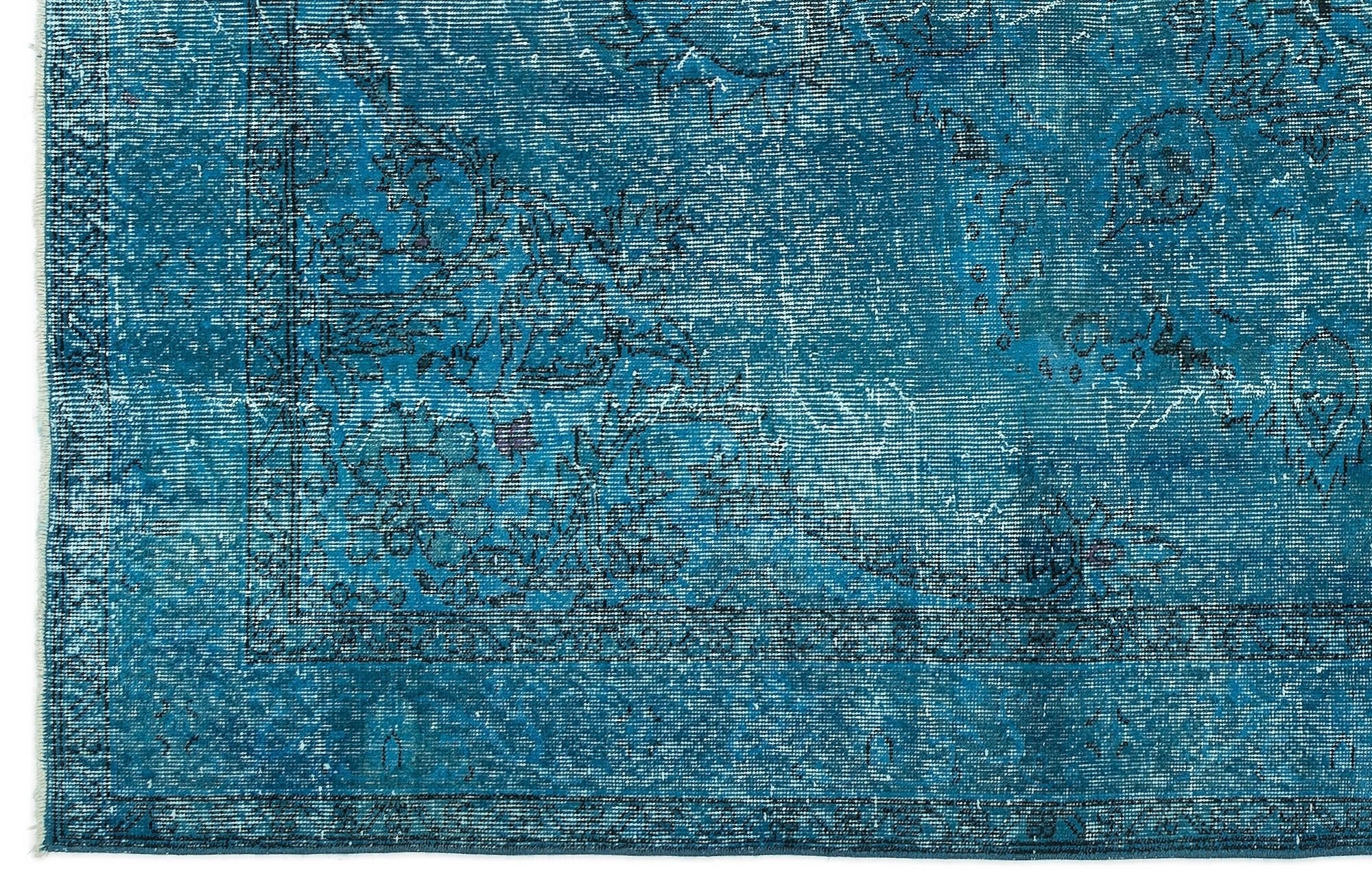 Atina 12164 Turquoise Vintage Wool Handmade Area Rug 6'2" x 9'4"