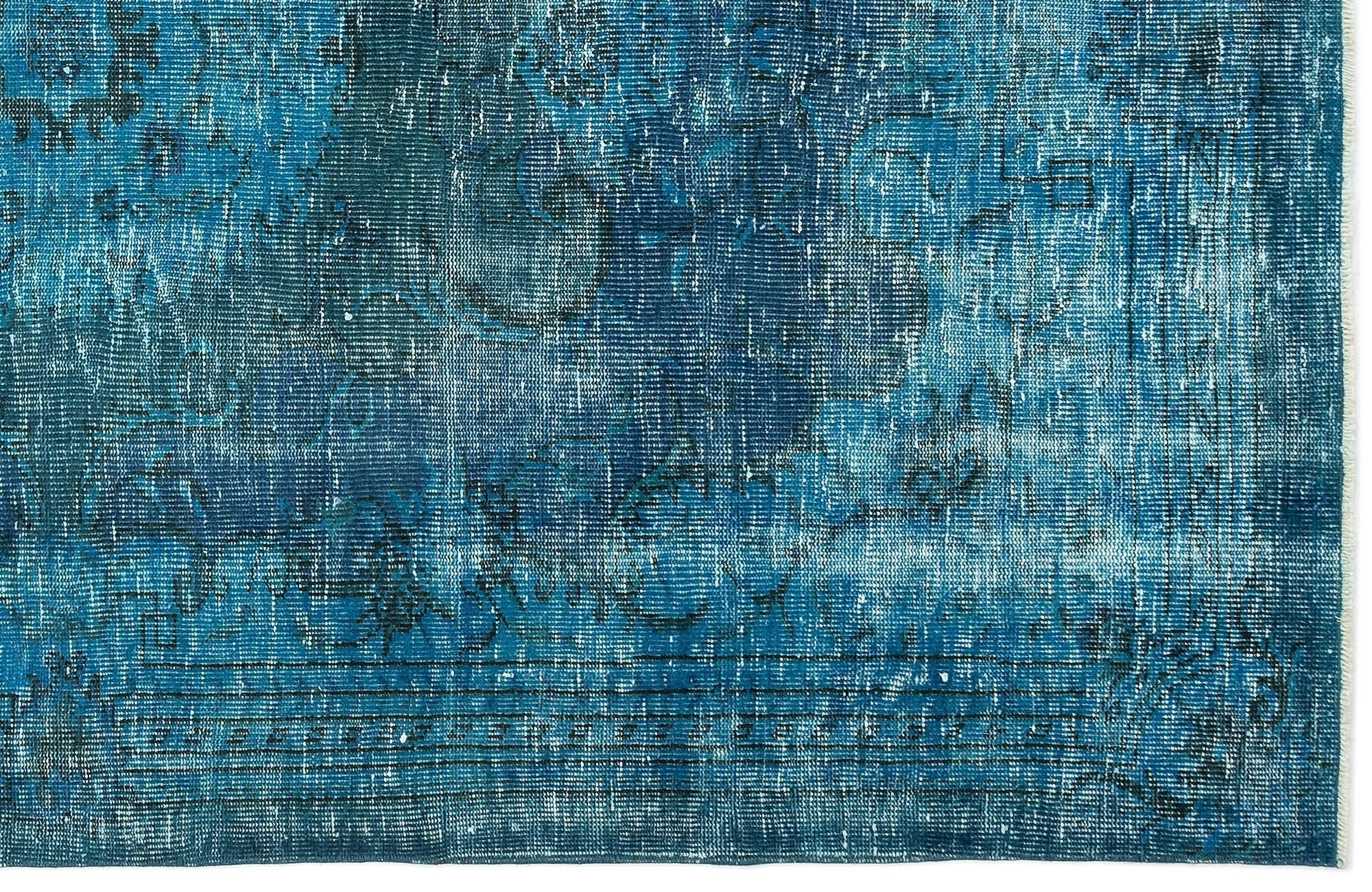 Atina 12190 Turquoise Vintage Wool Handmade Area Rug 5'11" x 9'5"