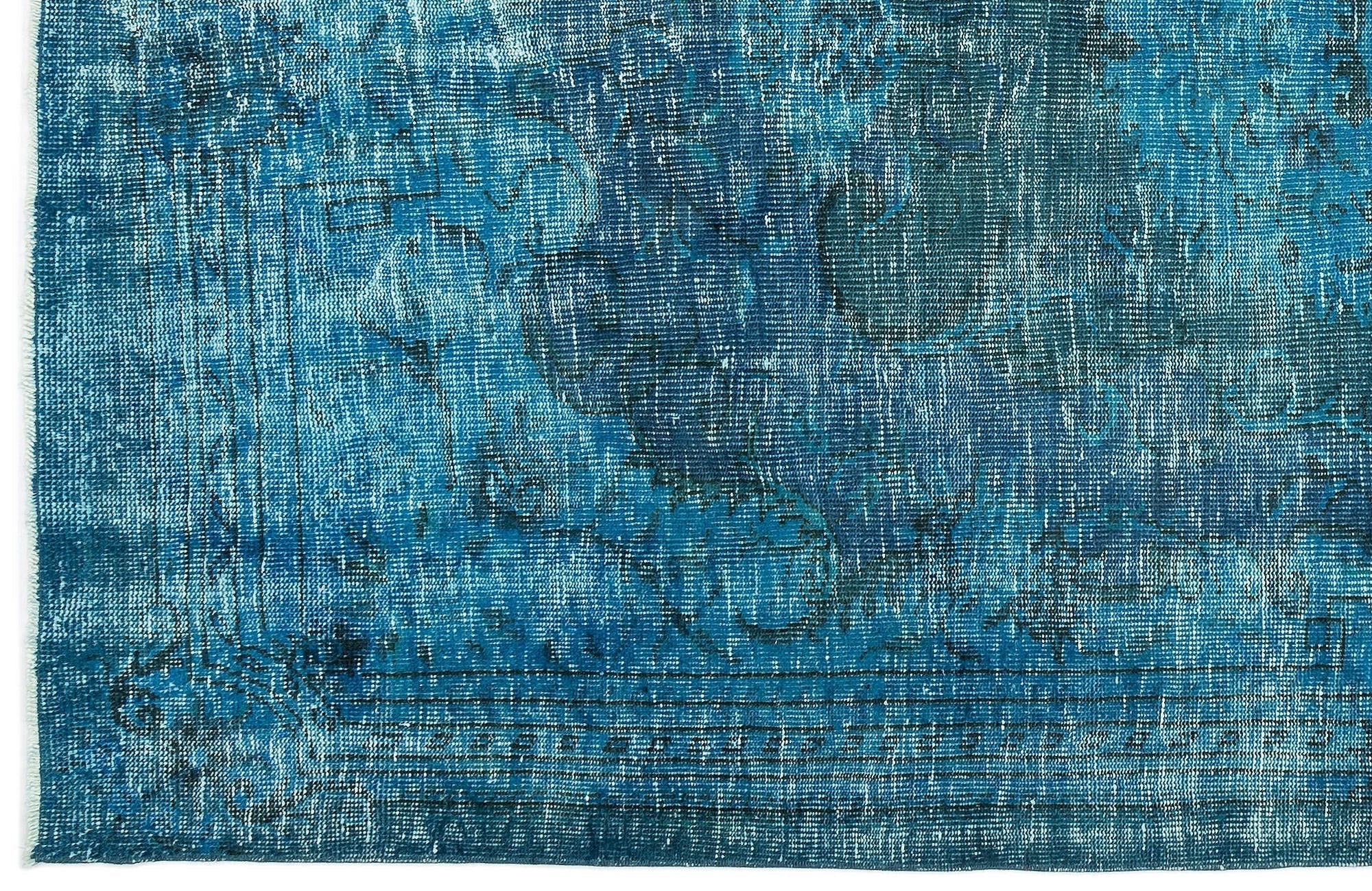 Atina 12190 Turquoise Vintage Wool Handmade Area Rug 5'11" x 9'5"