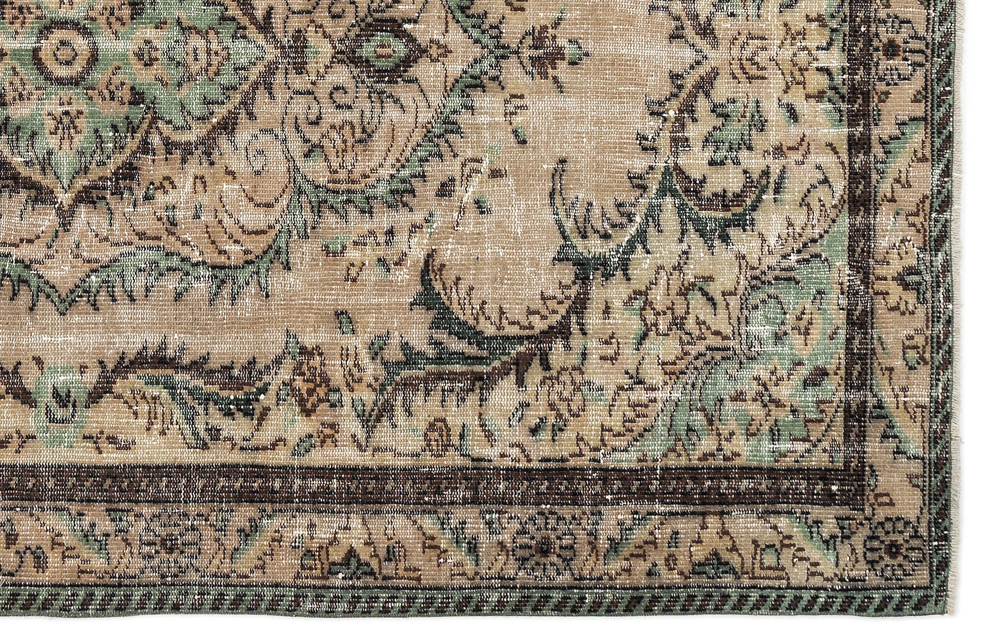 Atina 12207 Beige Vintage Wool Handmade Area Rug 5'7" x 8'8"