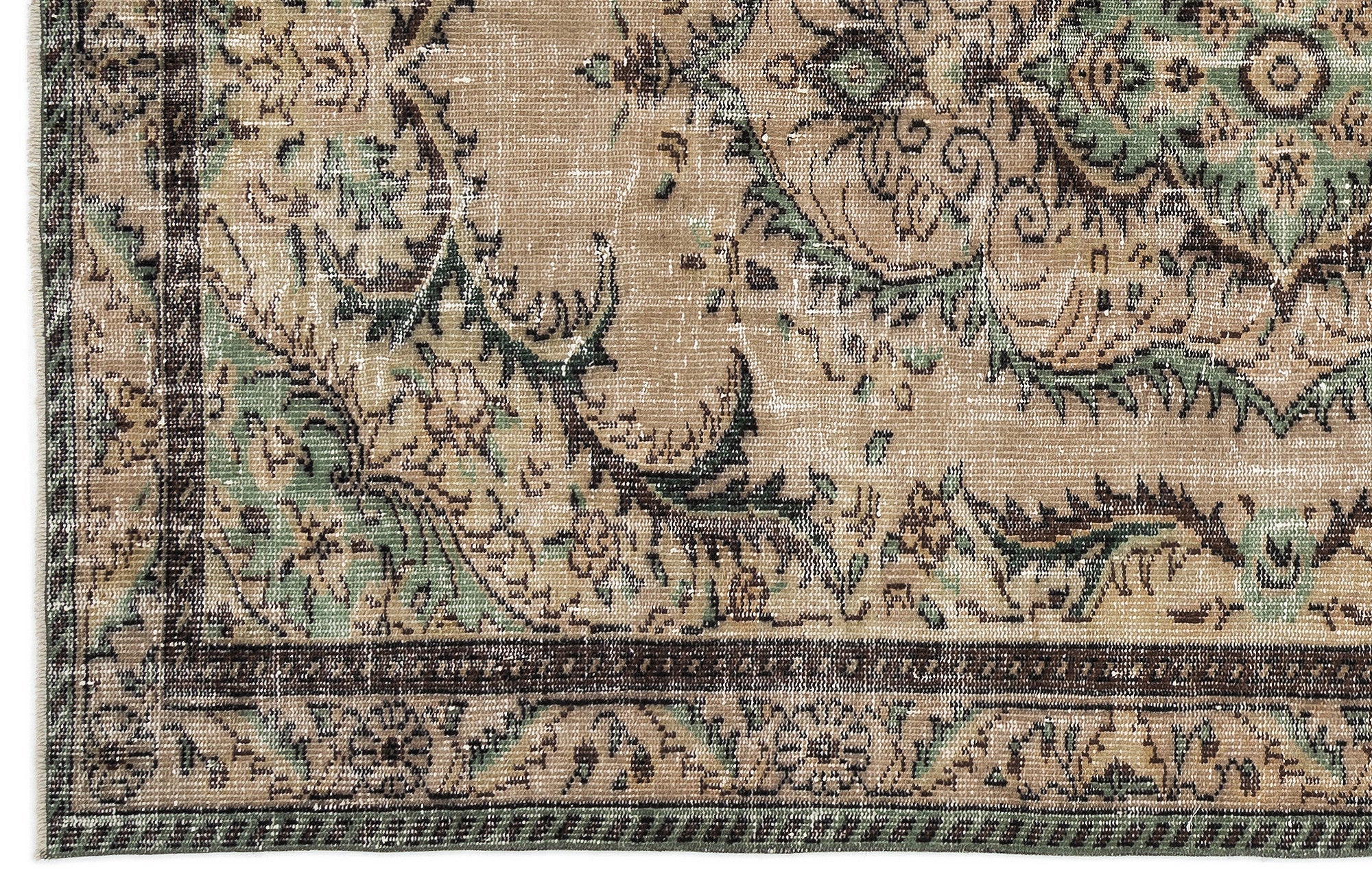 Atina 12207 Beige Vintage Wool Handmade Area Rug 5'7" x 8'8"