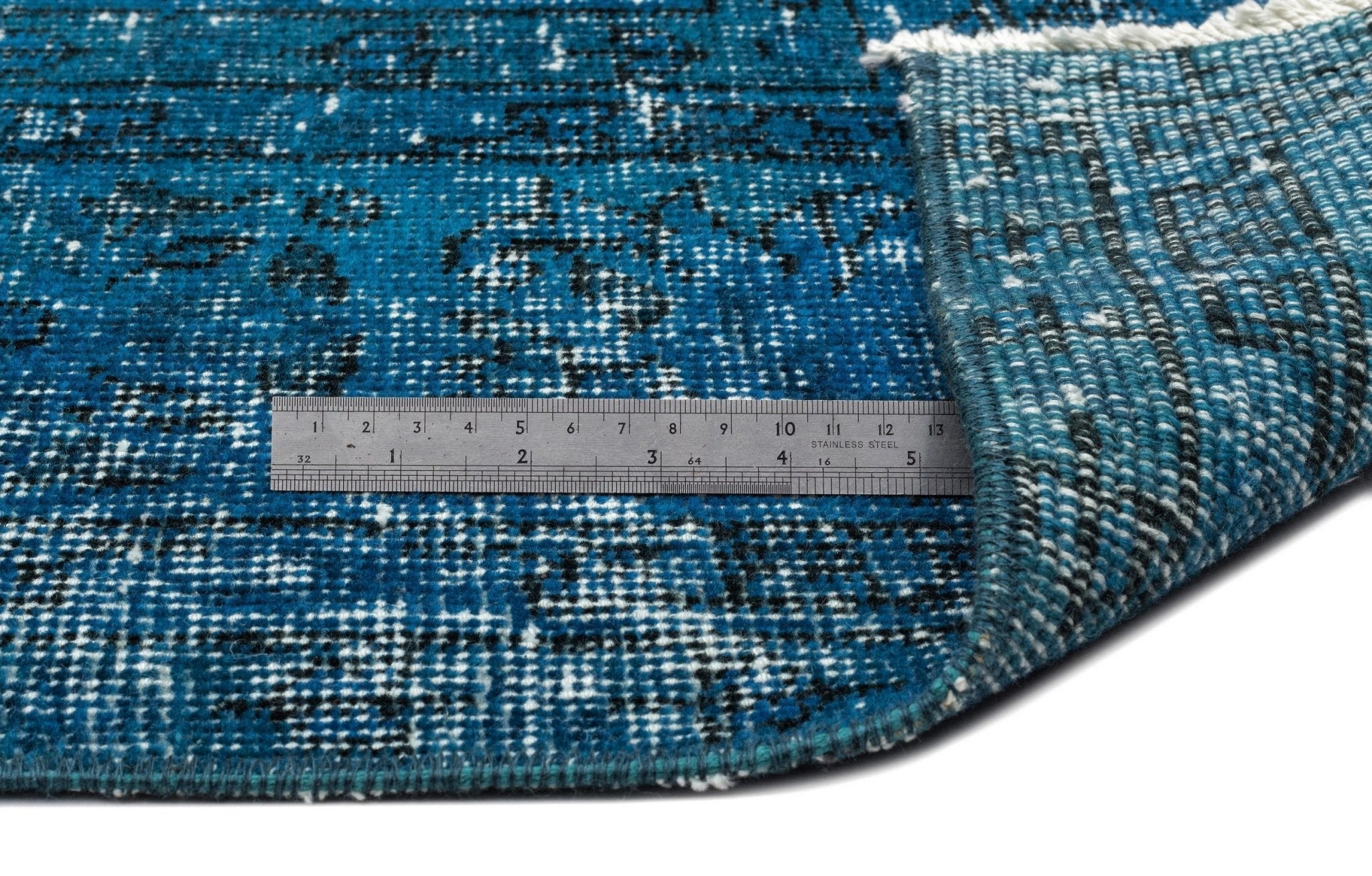 Atina 12294 Turquoise Vintage Wool Handmade Area Rug 6'4" x 9'7"