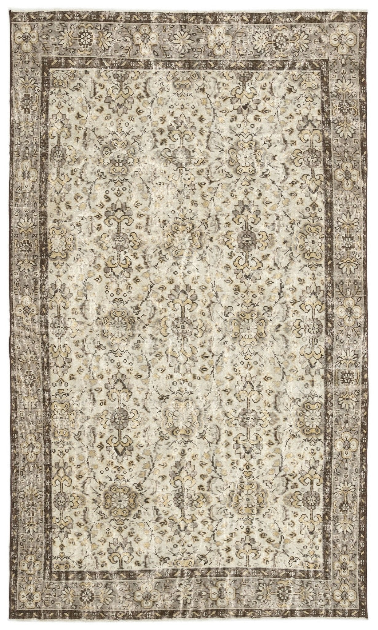 Atina 12325 Beige Vintage Wool Handmade Area Rug 5'8" x 9'7"