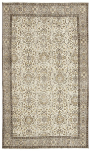 Atina 12325 Beige Vintage Wool Handmade Area Rug 5'8" x 9'7"