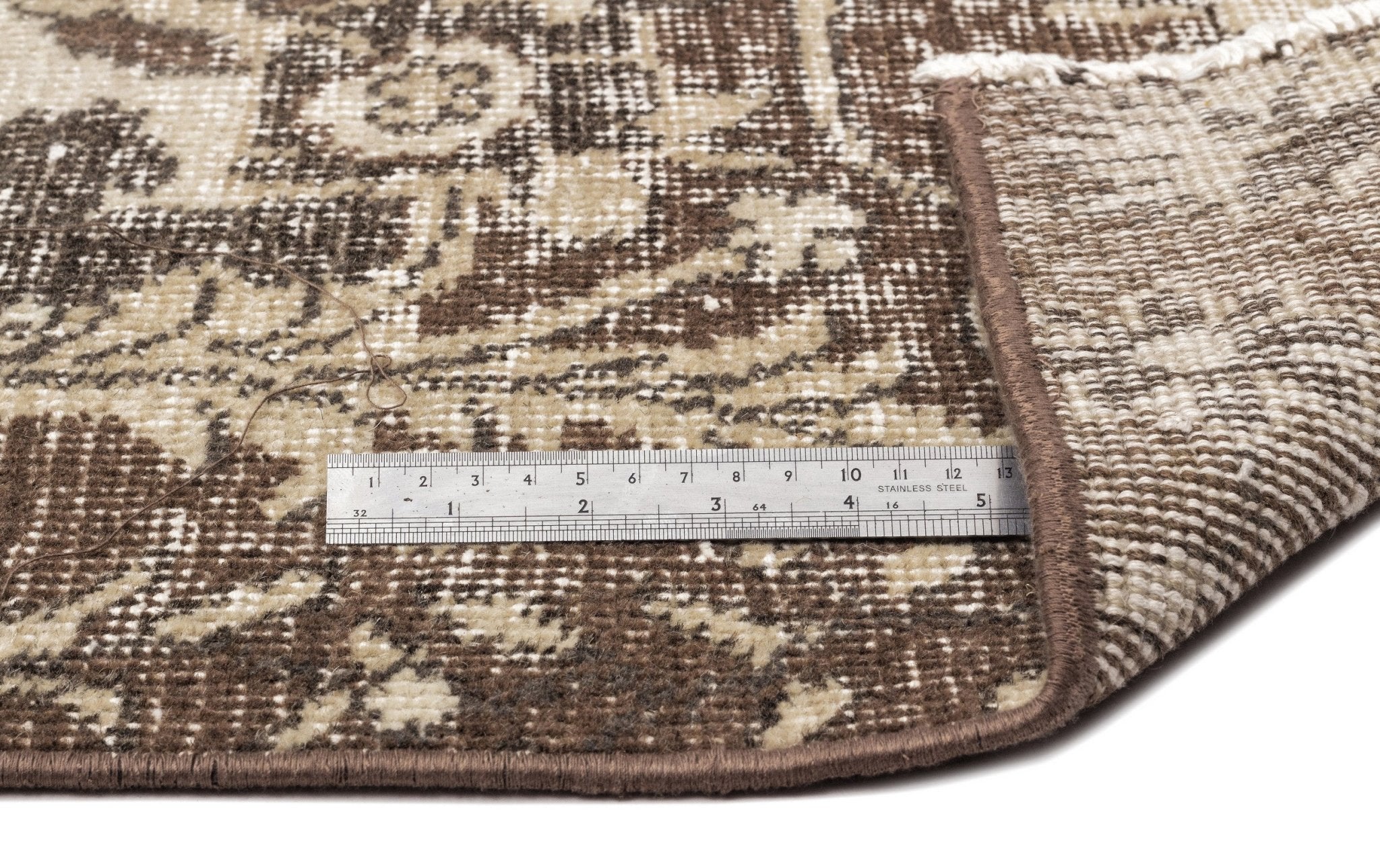 Atina 12428 Beige Vintage Wool Handmade Area Rug 6'4" x 9'9"