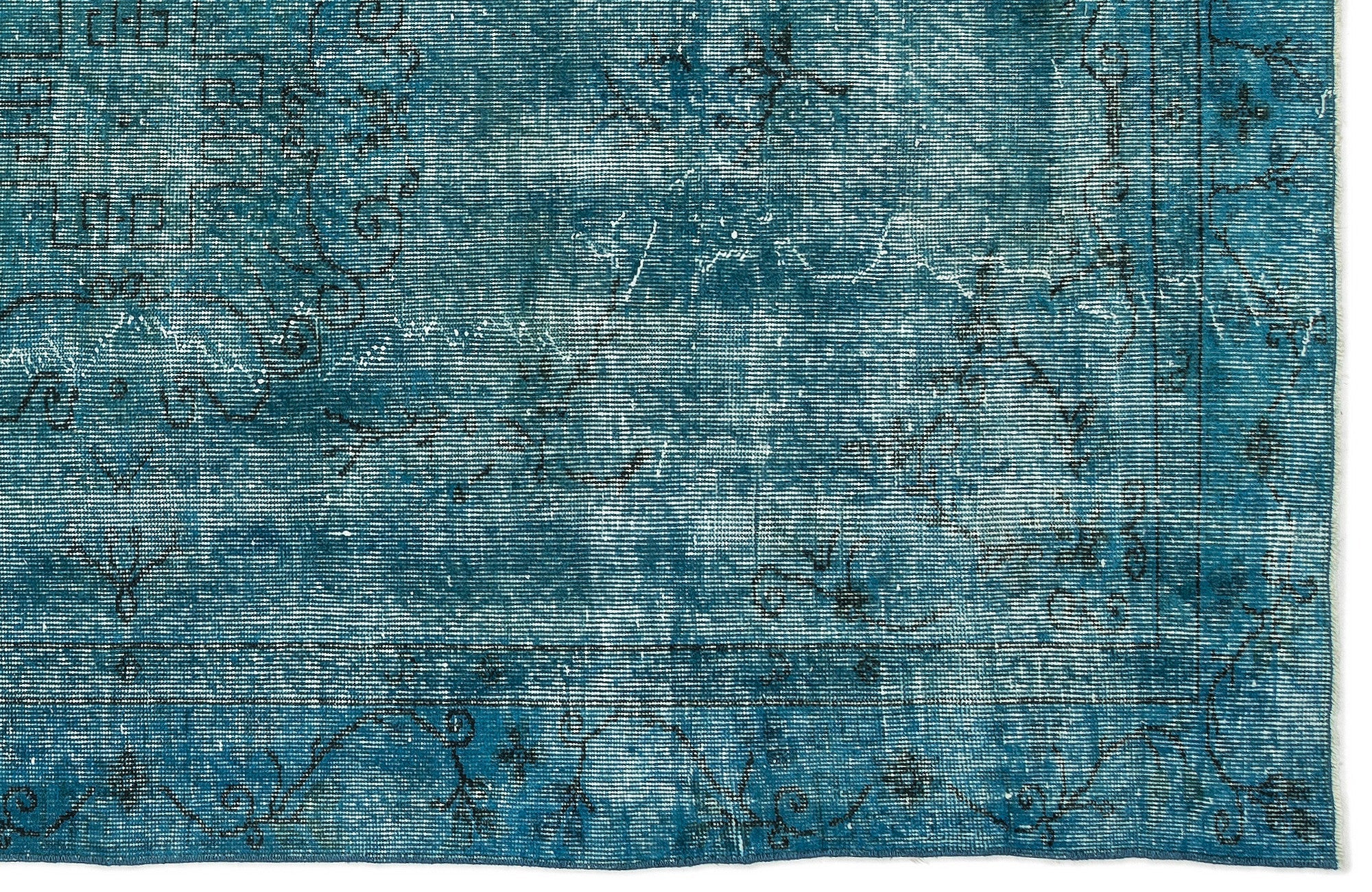 Atina 12601 Turquoise Vintage Wool Handmade Area Rug 5'2" x 8'8"
