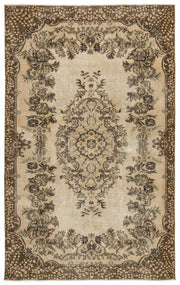 Atina 12795 Beige Vintage Wool Handmade Area Rug 5'7" x 9'1"